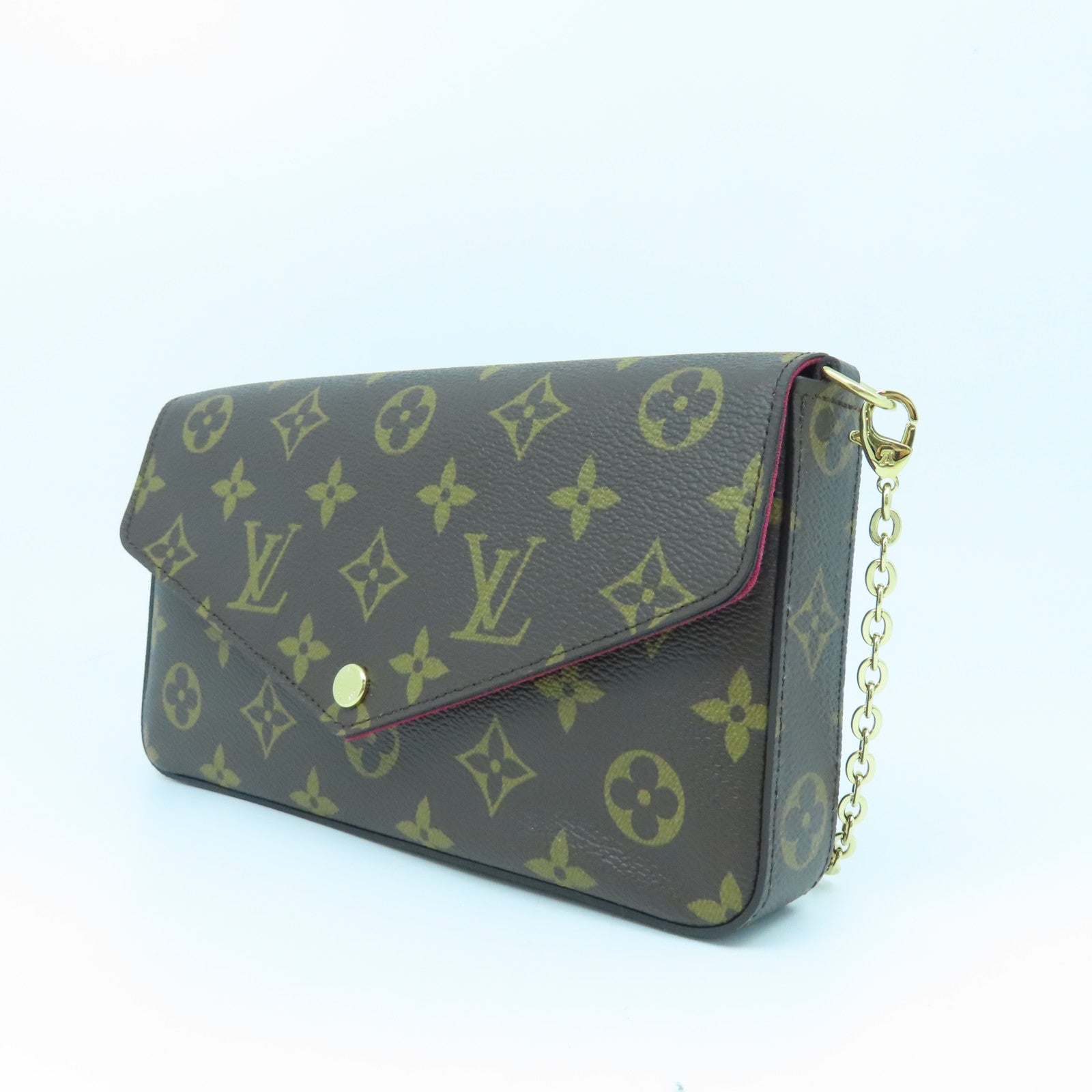 LOUIS VUITTON Monogram Felicie Pochette金扣链带肩背袋啡色