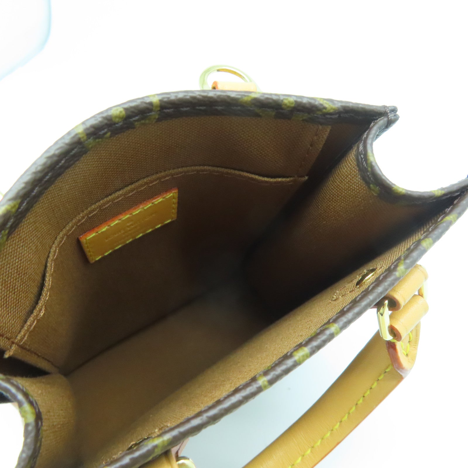 LOUIS VUITTON Monogram Petit Sac Plat金扣手挽肩背兩用袋啡色