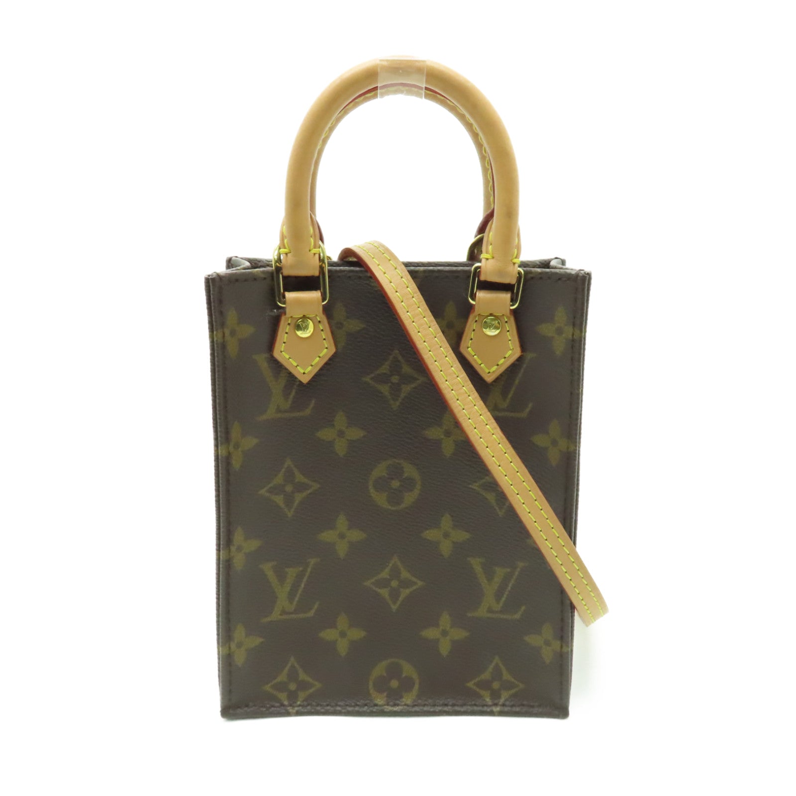 LOUIS VUITTON Monogram Petit Sac Plat金扣肩背袋啡色