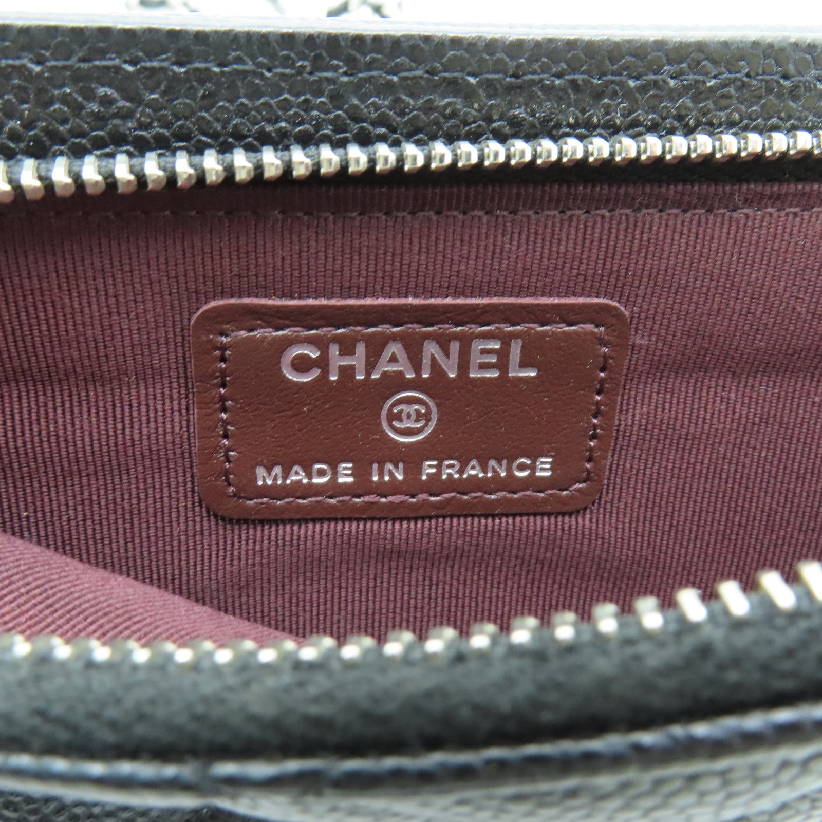 CHANEL 牛皮皮革Phone Case Crossbody銀扣肩背袋黑色