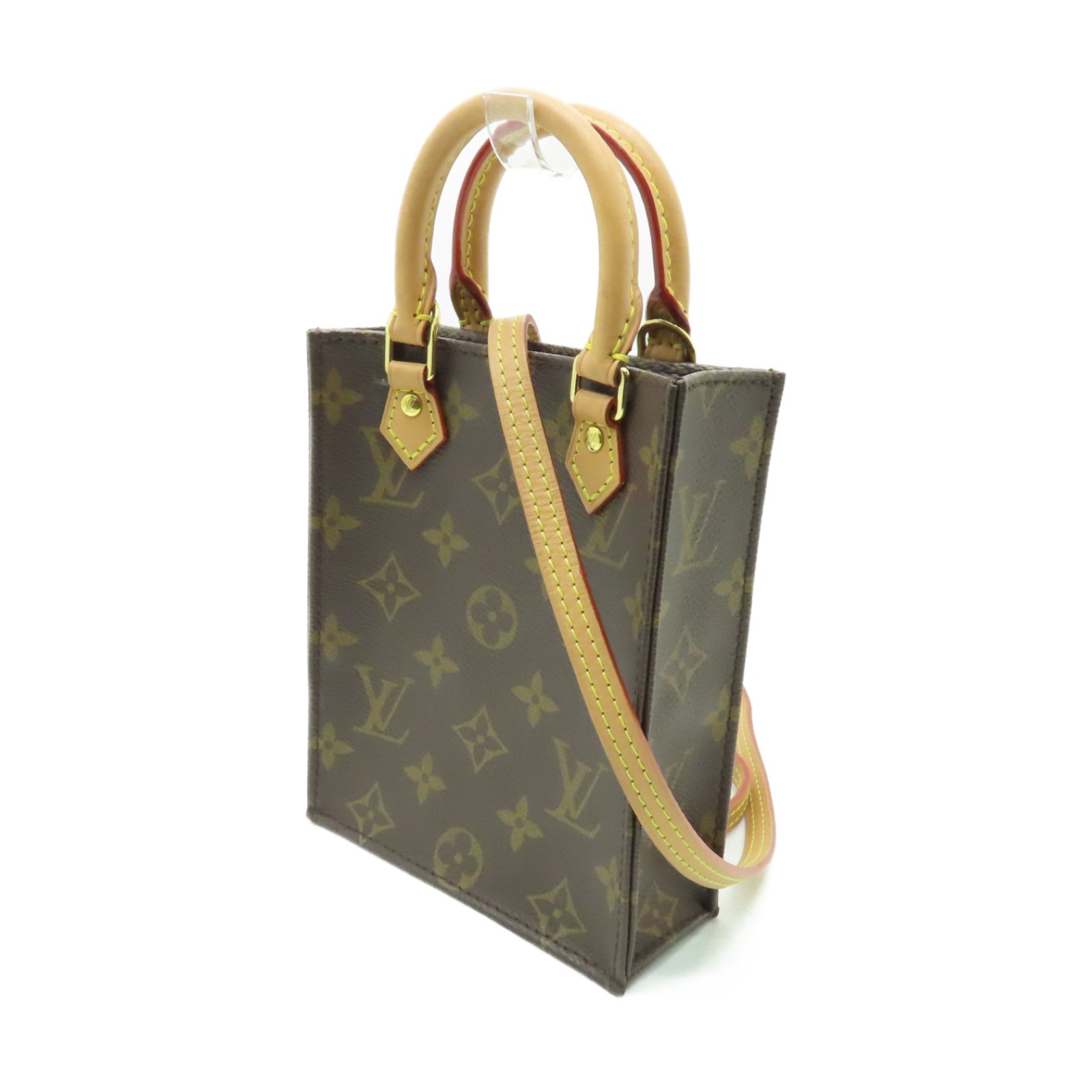 LOUIS VUITTON Monogram Petit Sac Plat金扣肩背袋啡色