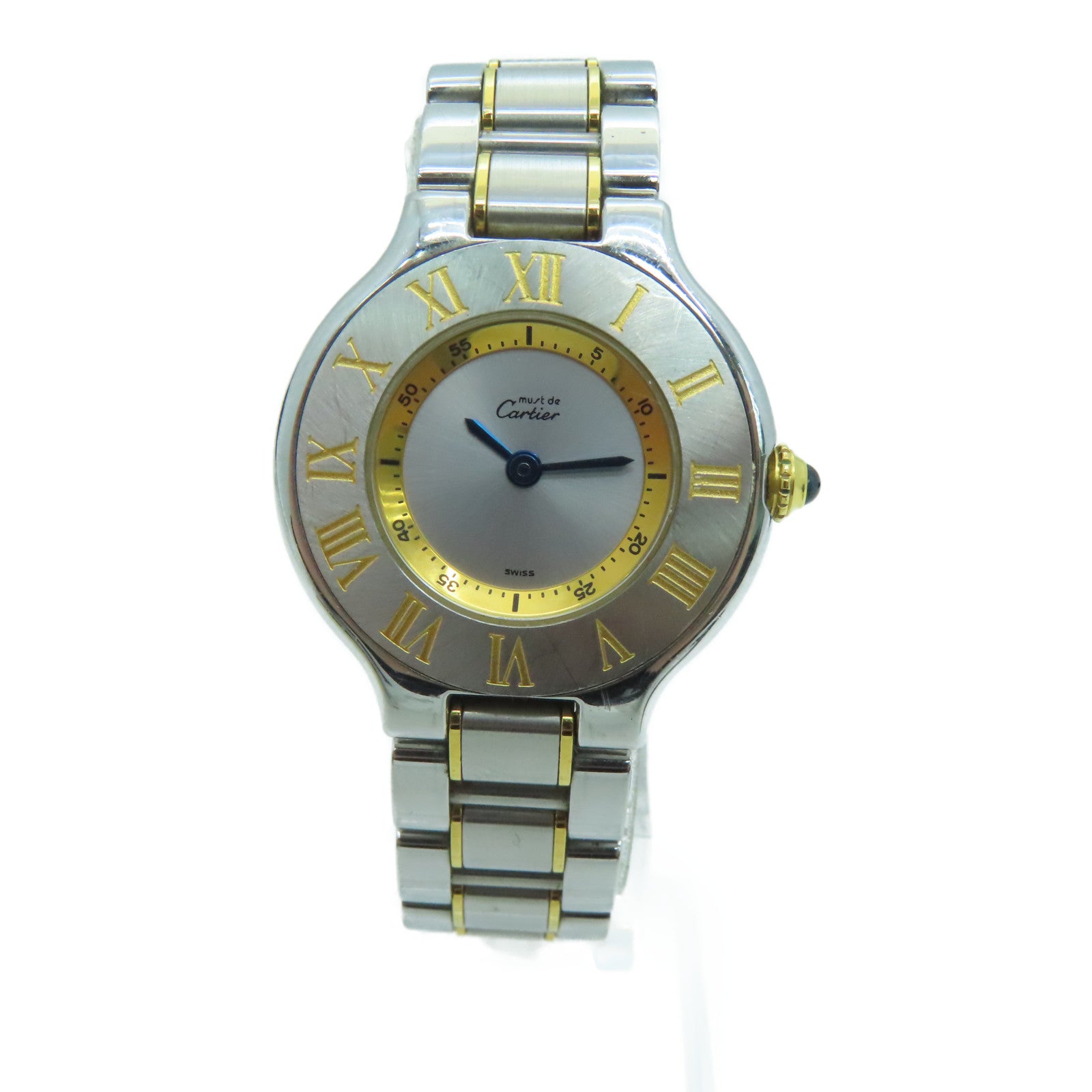 CARTIER Must de Cartier 18K黄金/不锈钢手表石英机芯银色/金色