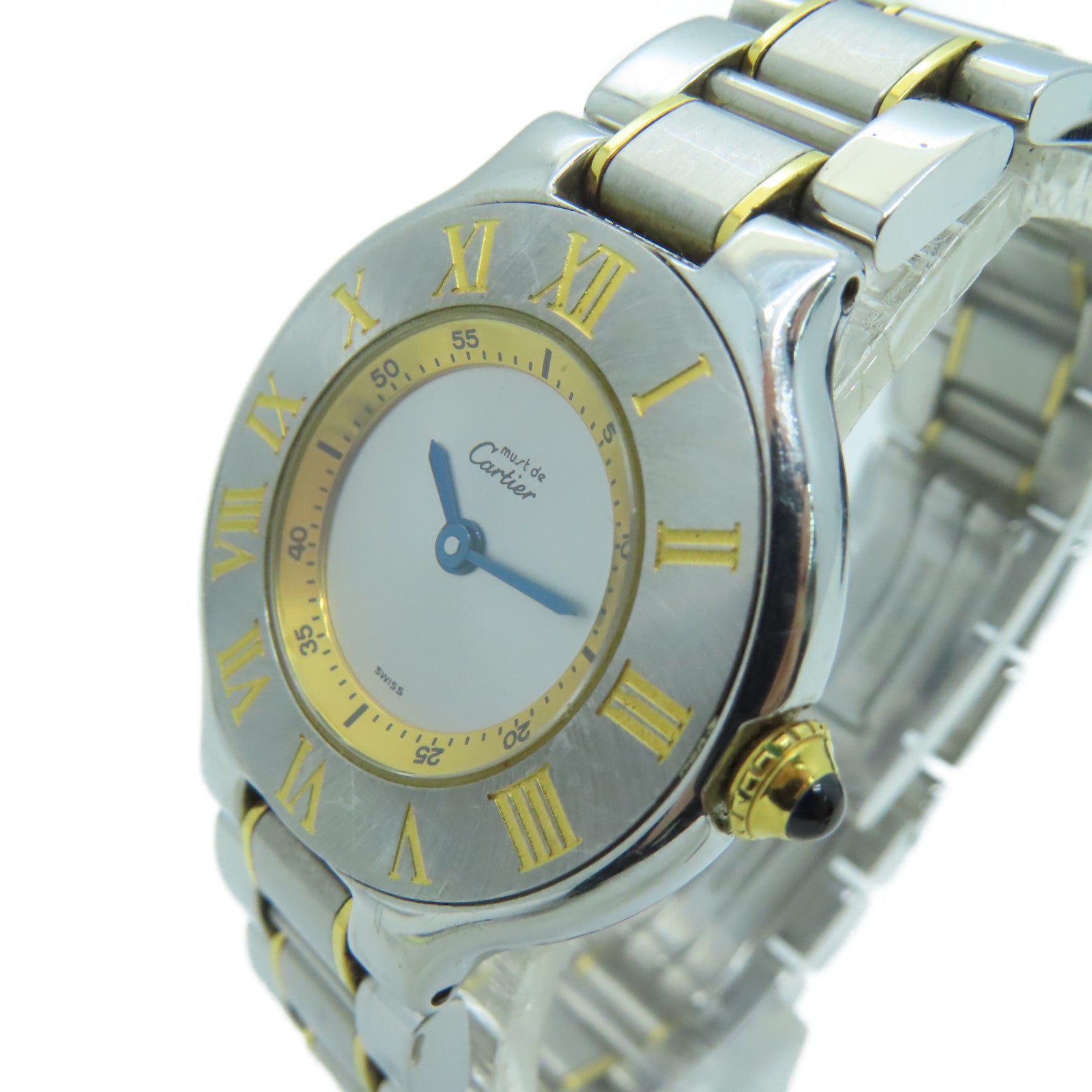 CARTIER Must de Cartier 18K黄金/不锈钢手表石英机芯银色/金色