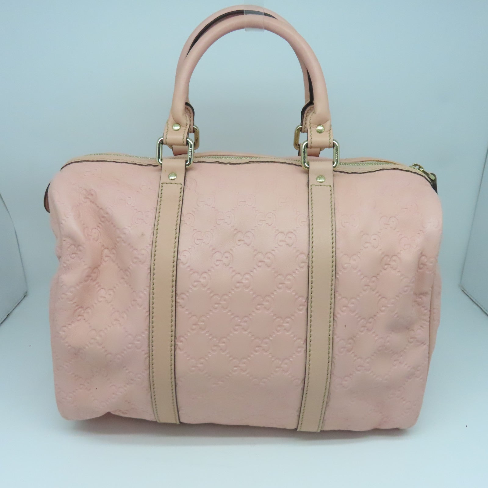 GUCCI Cowhide Leather Hand Bag Gold Buckle Hand Bag Pink