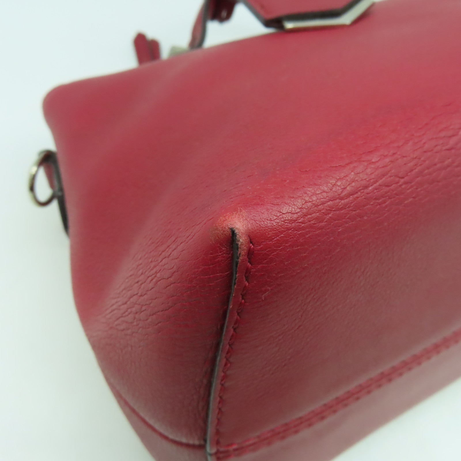 FENDI 牛皮皮革By The Way銀扣手挽肩背兩用袋紅色