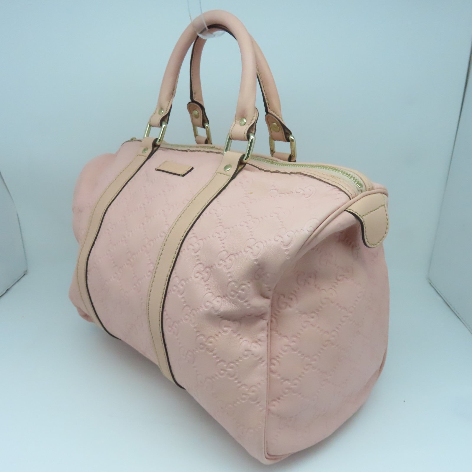 GUCCI Cowhide Leather Hand Bag Gold Buckle Hand Bag Pink
