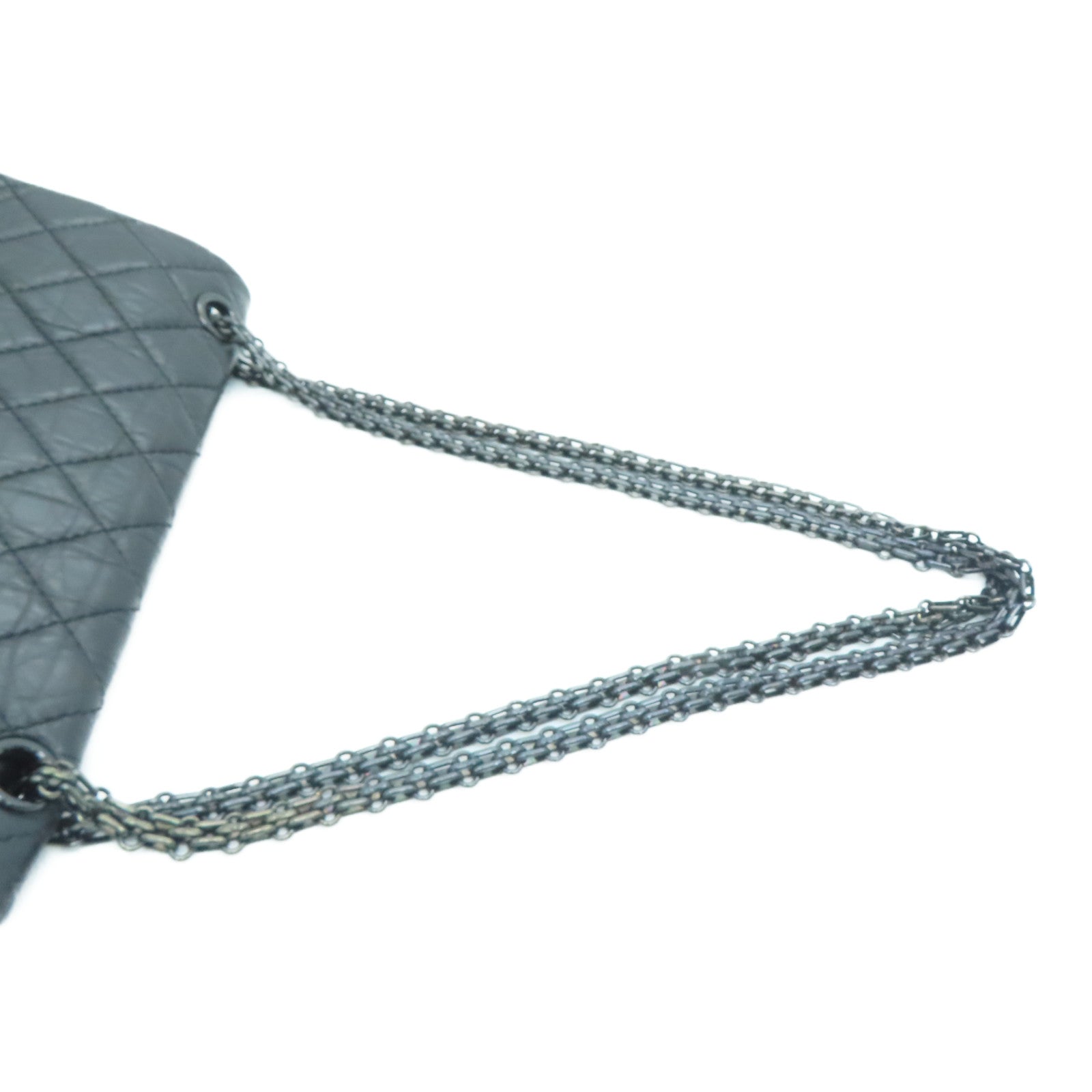 CHANEL 【激减优惠】菱格牛皮皮革2.55 Chain Shoulder黑扣肩背袋黑色