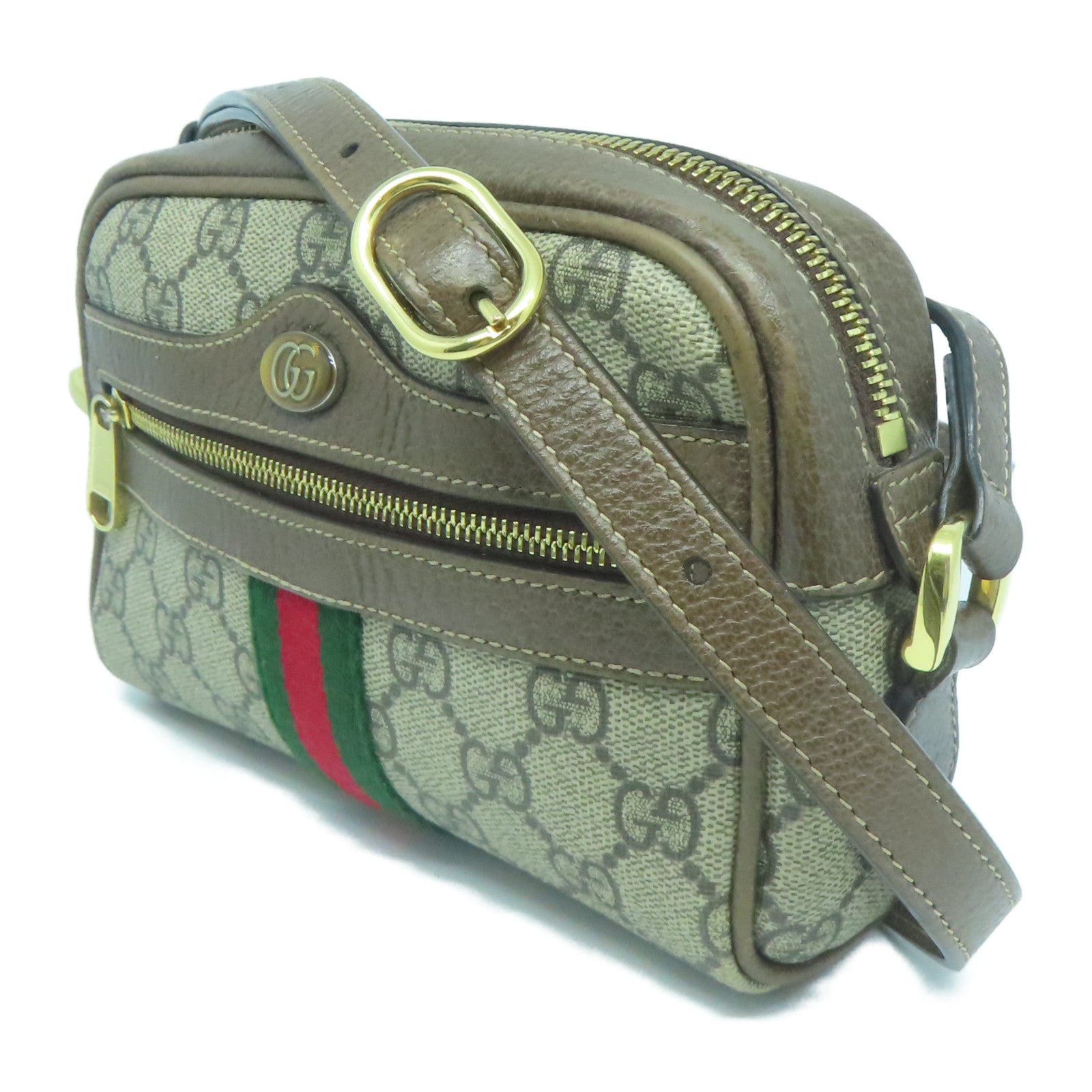 GUCCI 塗層帆布Shoulder Bag金扣肩背袋啡色