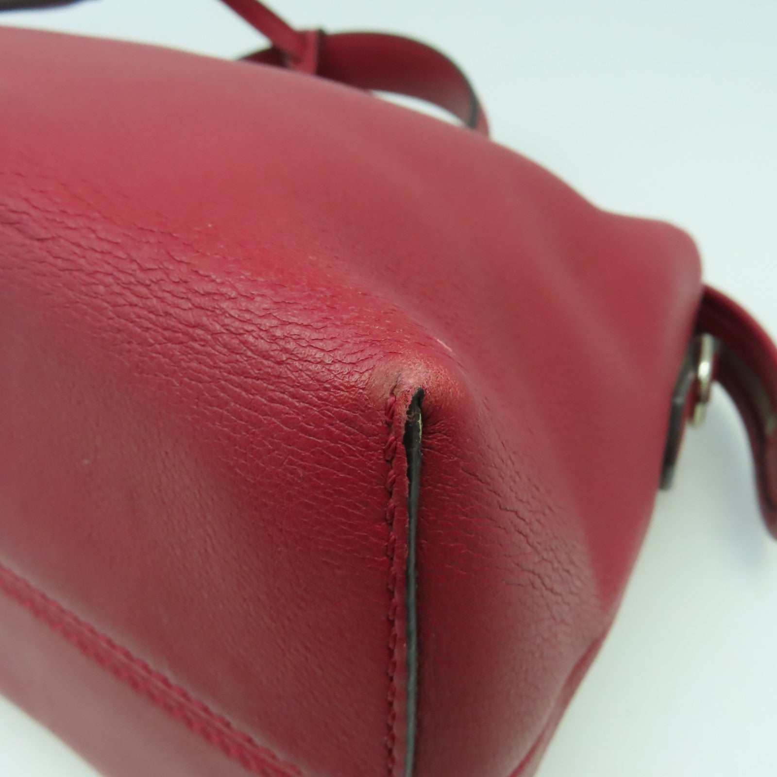 FENDI 牛皮皮革By The Way銀扣手挽肩背兩用袋紅色