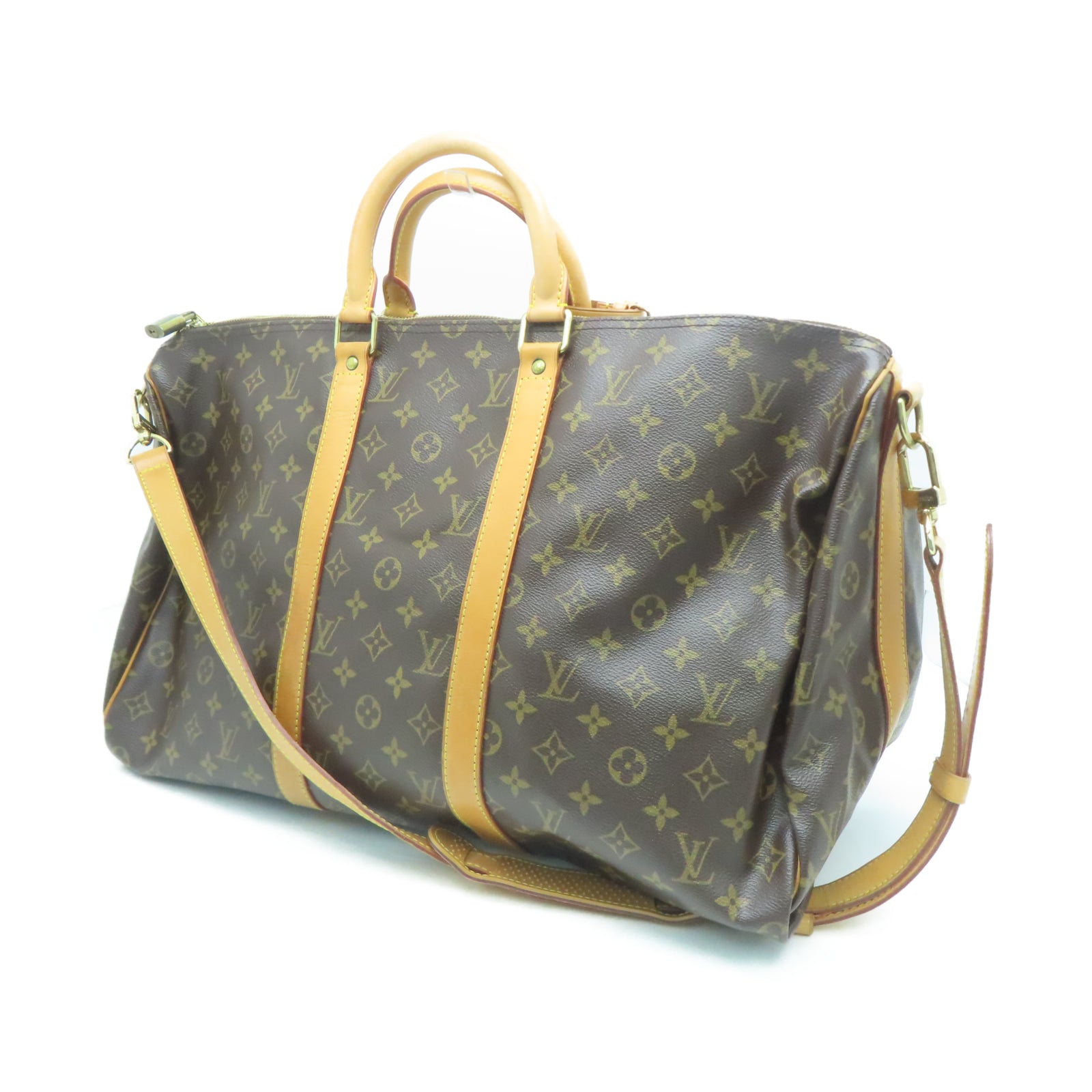 LOUIS VUITTON Monogram Keepall 50金扣波士頓包棕色