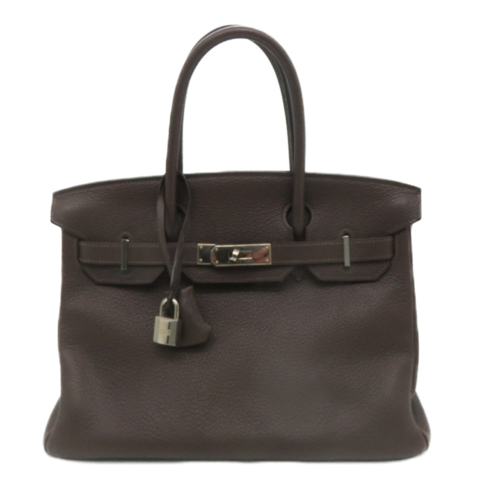 HERMES [Sharp Discount] Togo Leather Birkin 30 Silver Buckle Hand Bag Chocolate Brown