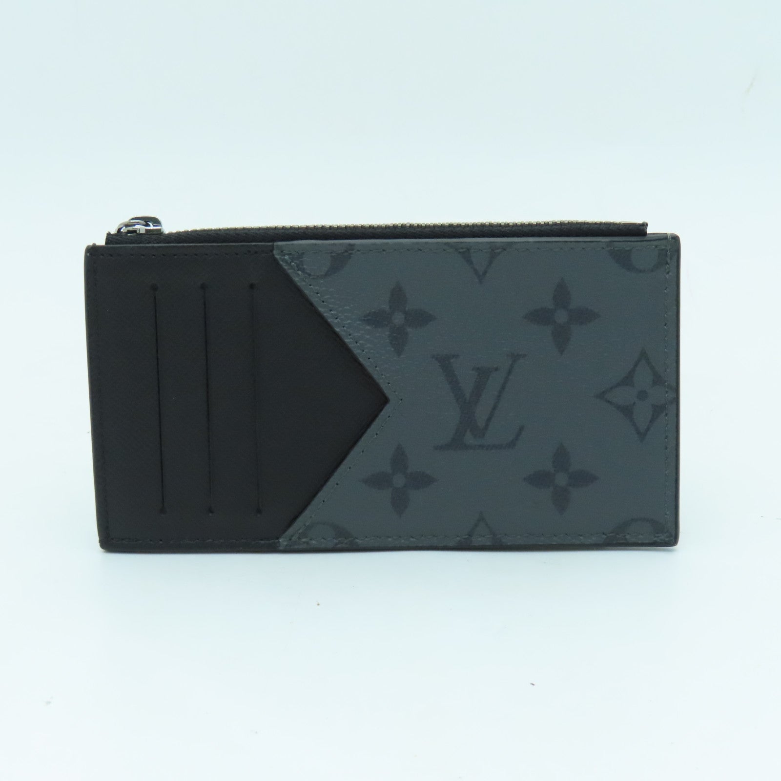 LOUIS VUITTON Monogram Eclips Coin Card Holder銀扣卡片套黑色