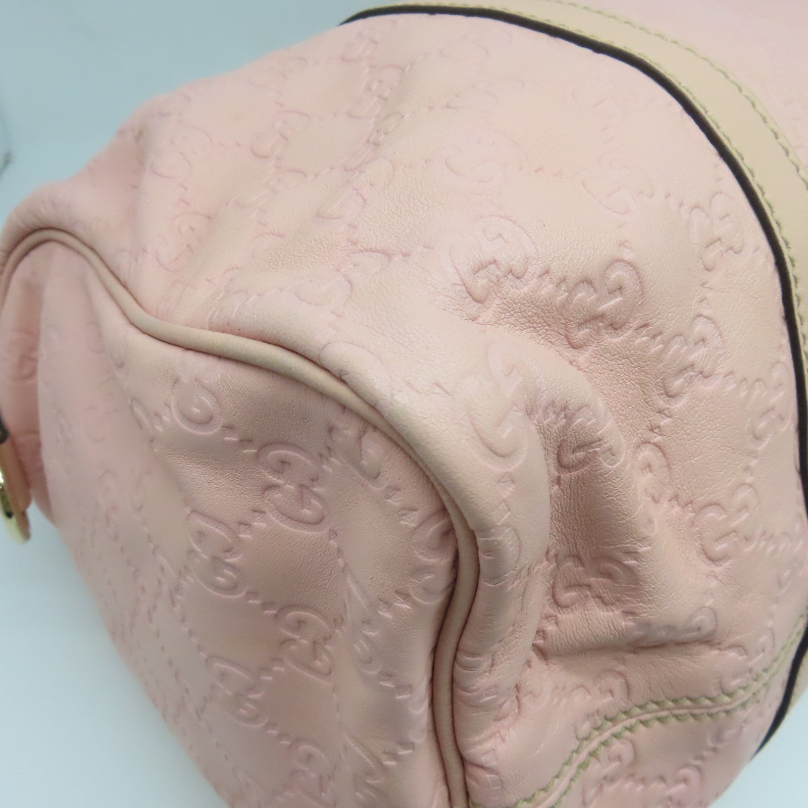 GUCCI Cowhide Leather Hand Bag Gold Buckle Hand Bag Pink