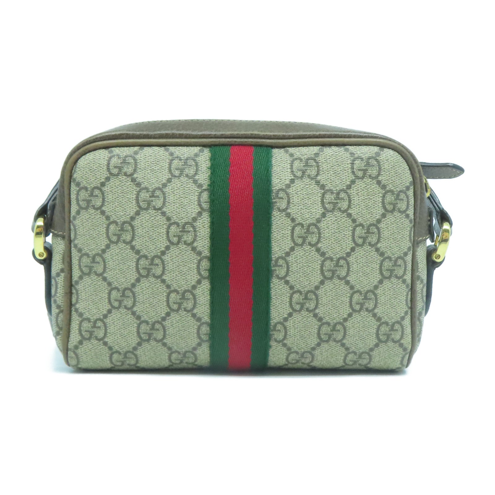 GUCCI 塗層帆布Shoulder Bag金扣肩背袋啡色
