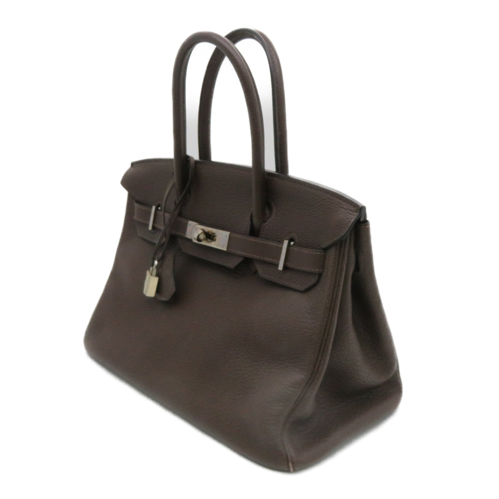 HERMES [Sharp Discount] Togo Leather Birkin 30 Silver Buckle Hand Bag Chocolate Brown