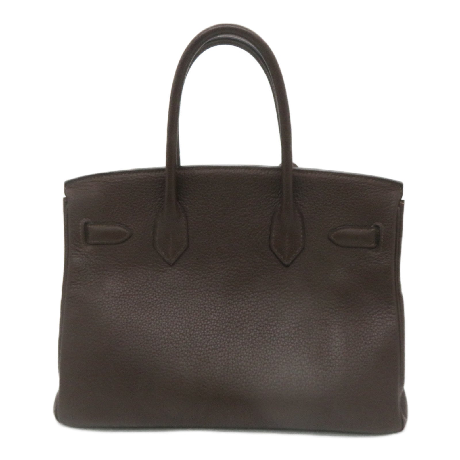 HERMES [Sharp Discount] Togo Leather Birkin 30 Silver Buckle Hand Bag Chocolate Brown
