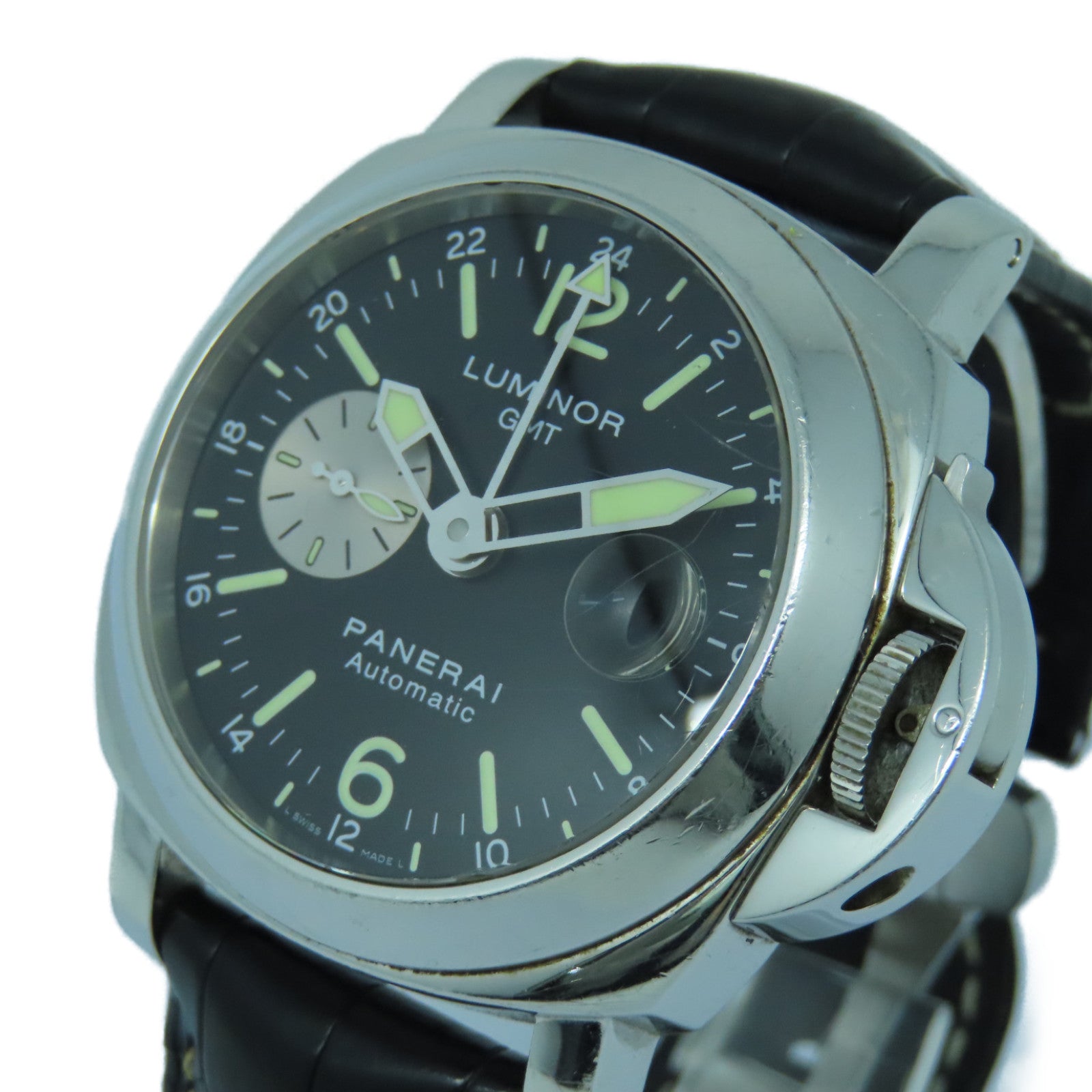PANERAI Luminor GMT不锈钢/皮革手表自动机芯黒色