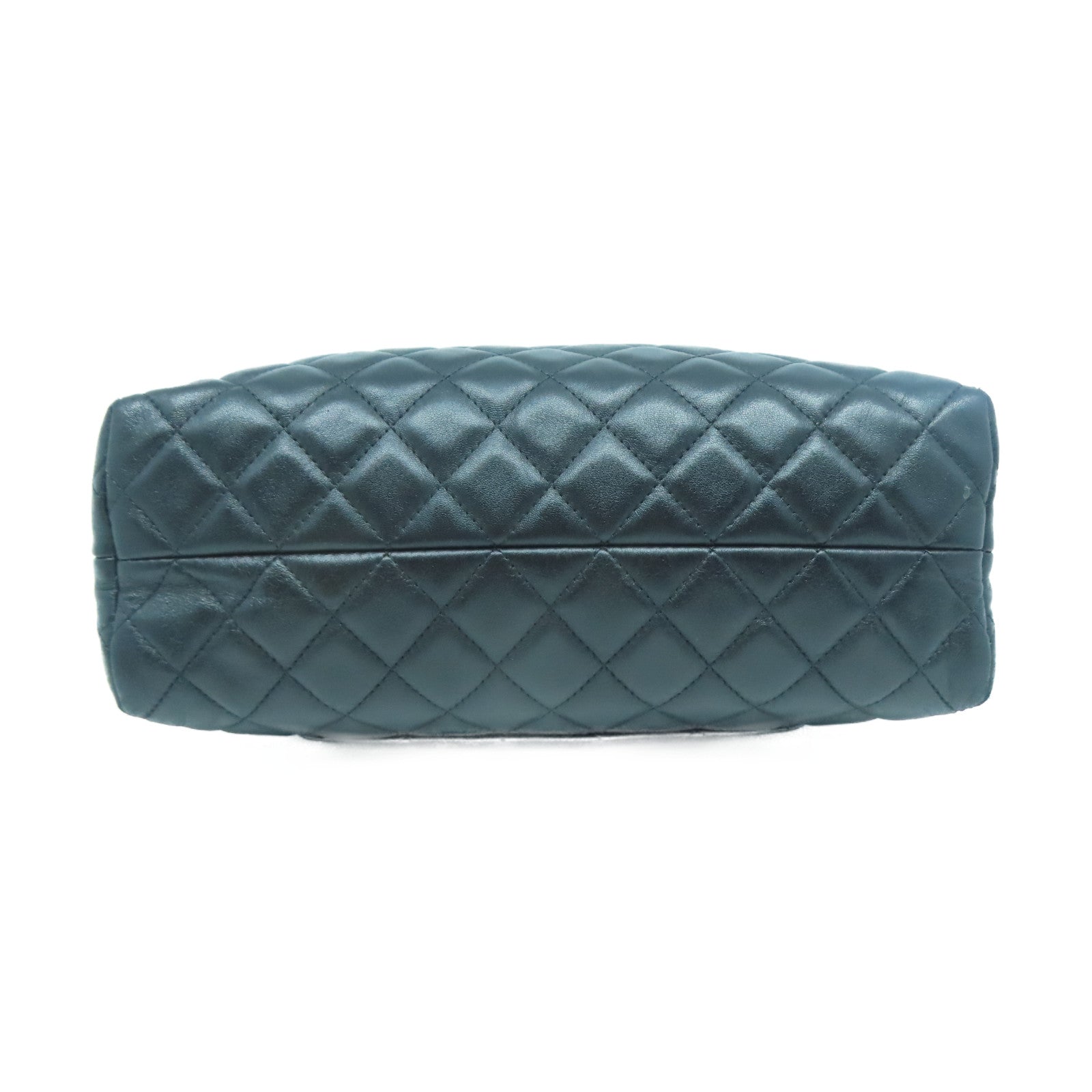 CHANEL 菱格羊皮皮革Handbag銀扣手挽袋黑色