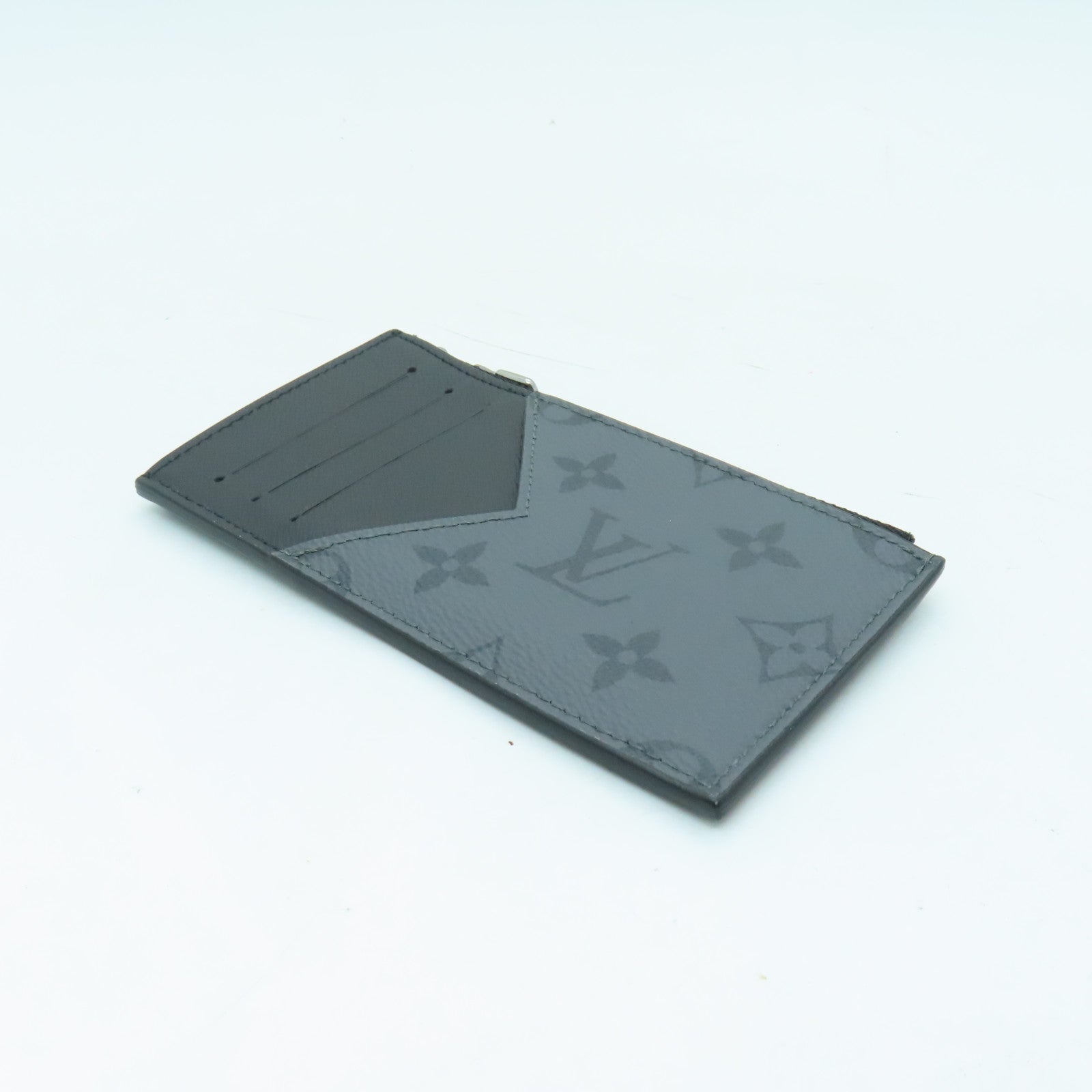 LOUIS VUITTON Monogram Eclips Coin Card Holder銀扣卡片套黑色