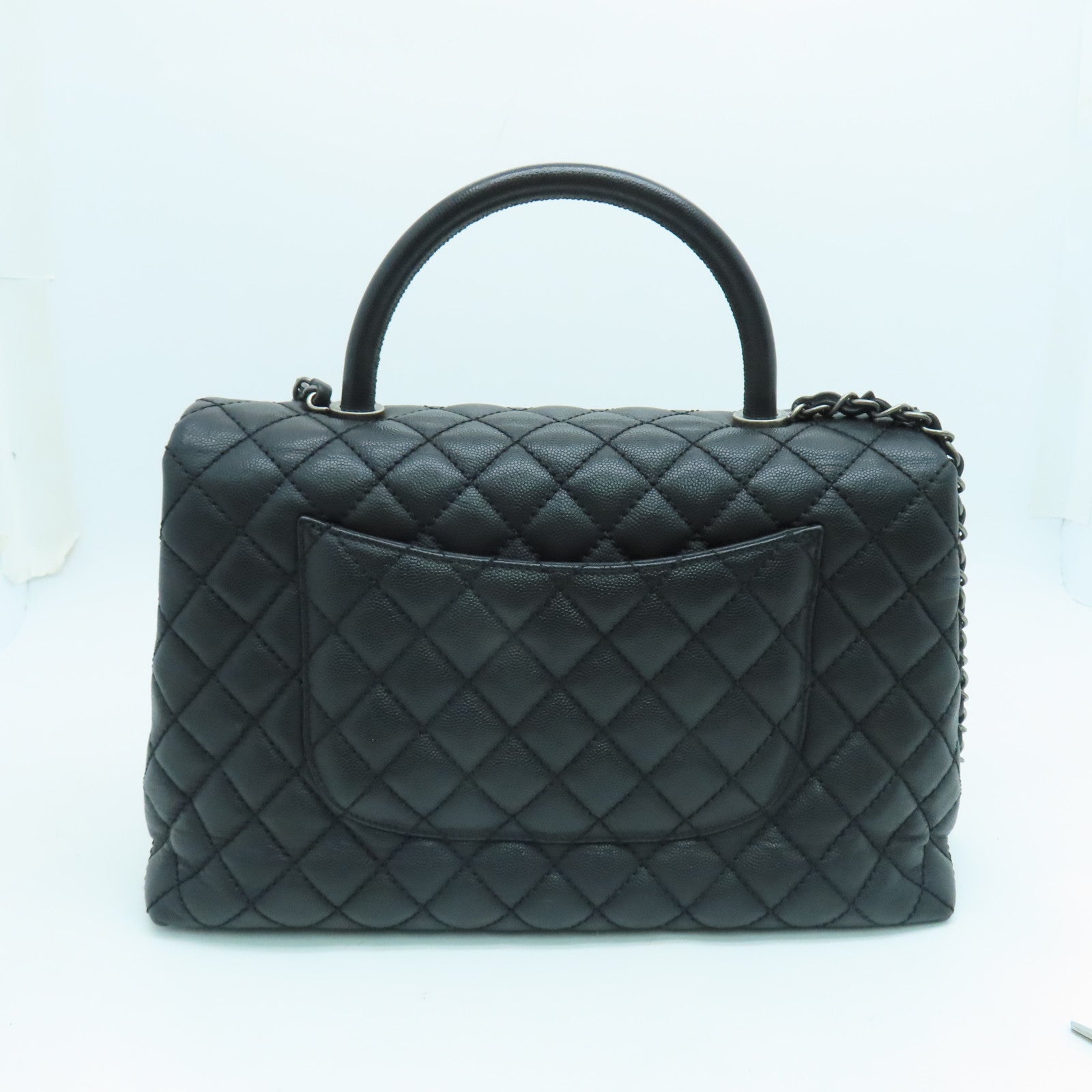 CHANEL 菱格牛皮皮革Coco Handle 2 Way Chain Shoulder链带肩背袋黑色