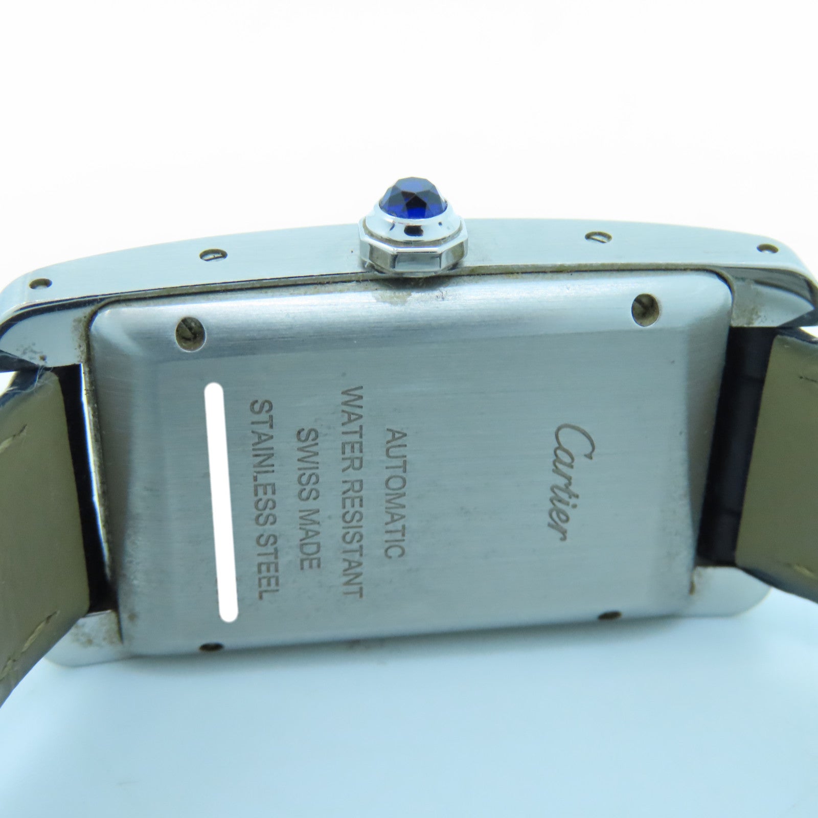 CARTIER Tank American不锈钢/皮革带手表自动机芯黑色