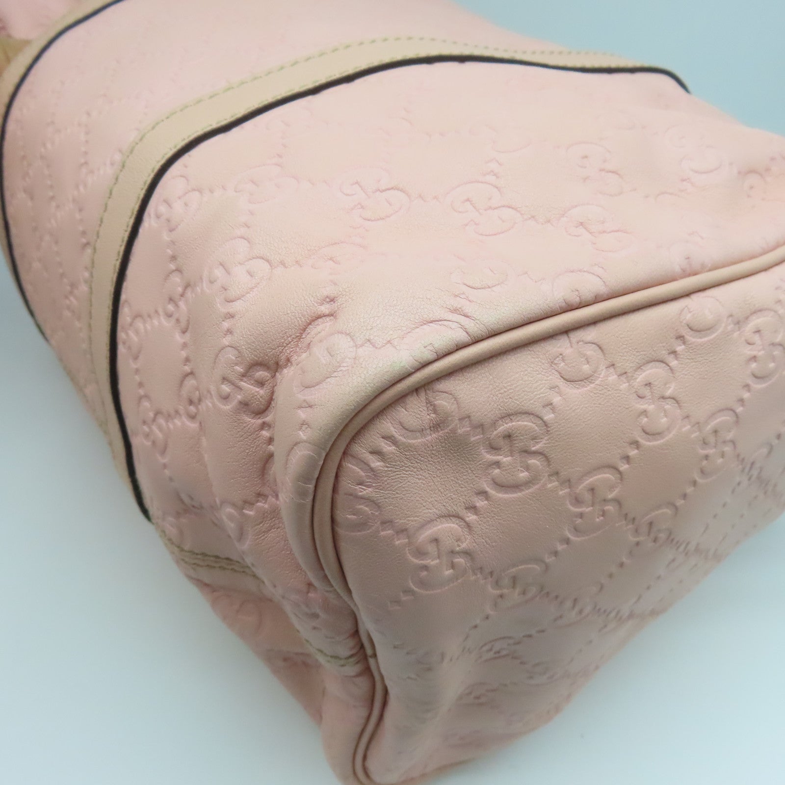 GUCCI Cowhide Leather Hand Bag Gold Buckle Hand Bag Pink