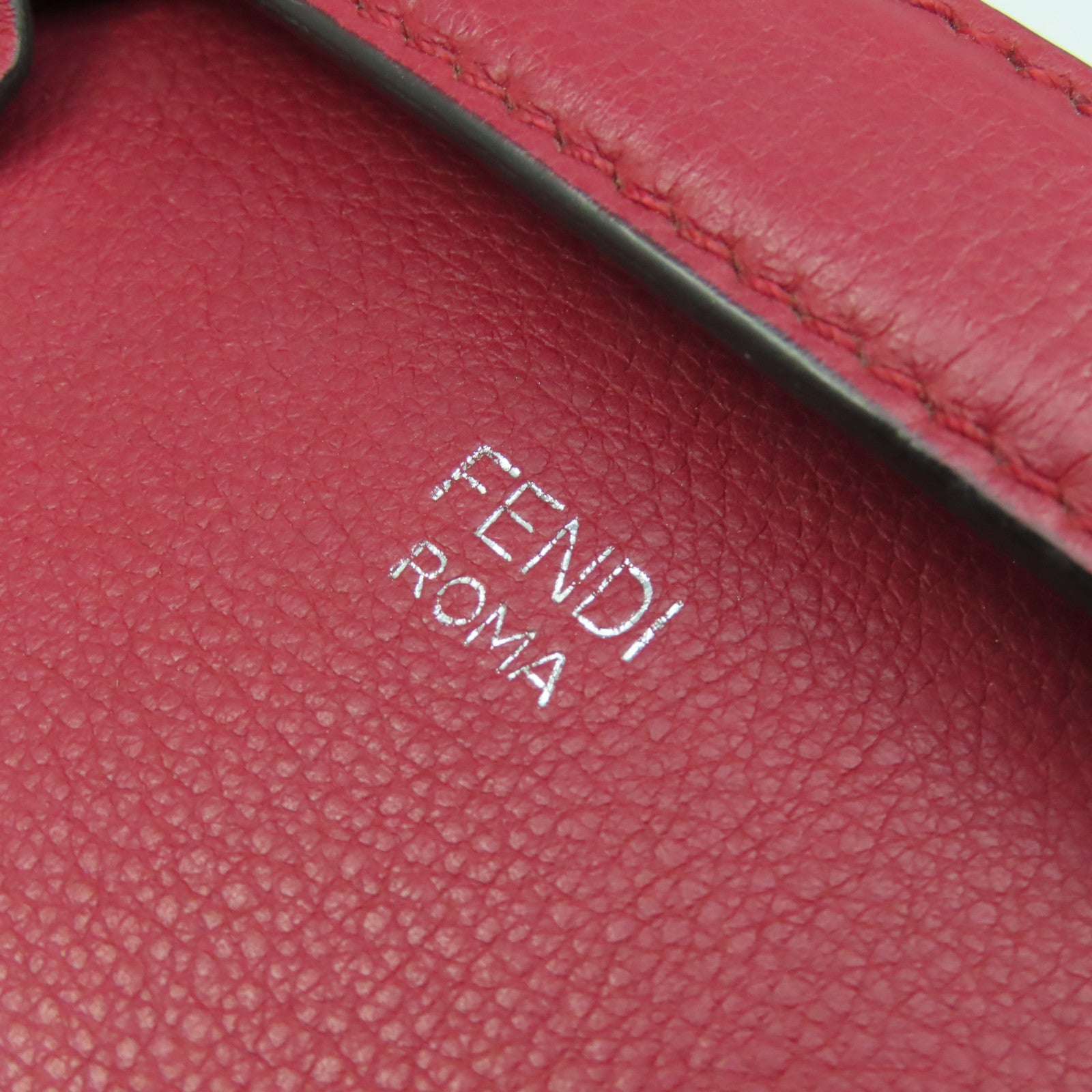 FENDI 牛皮皮革By The Way銀扣手挽肩背兩用袋紅色