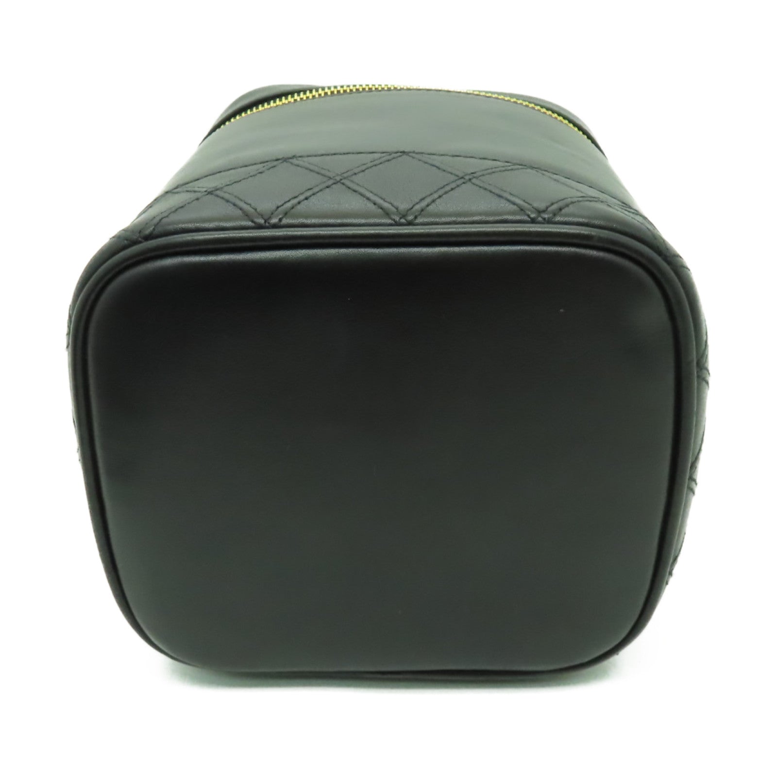 CHANEL 牛皮皮革Vanity金扣化妝袋黑色