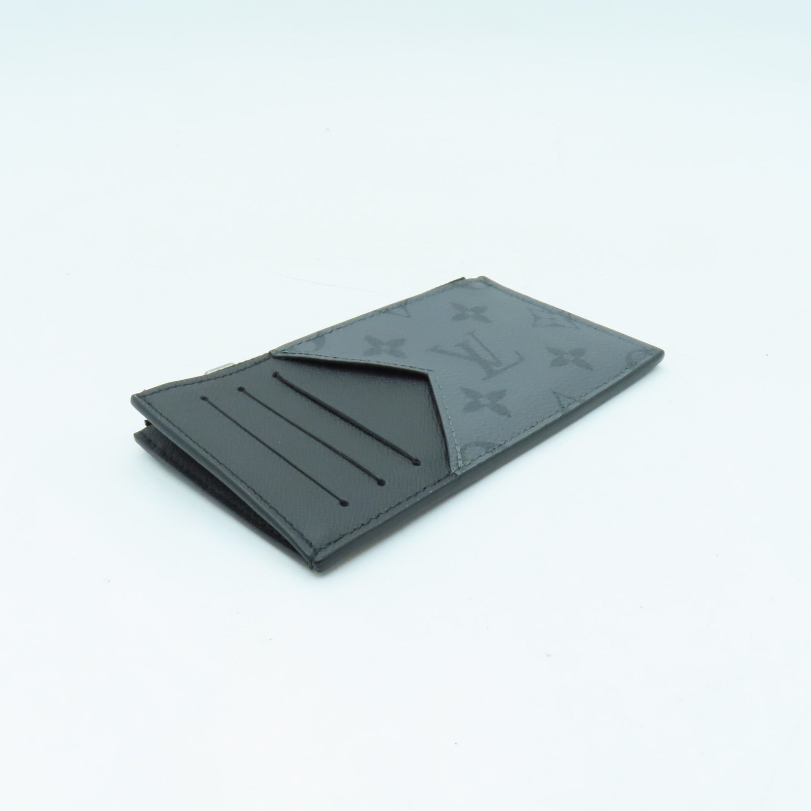LOUIS VUITTON Monogram Eclips Coin Card Holder銀扣卡片套黑色