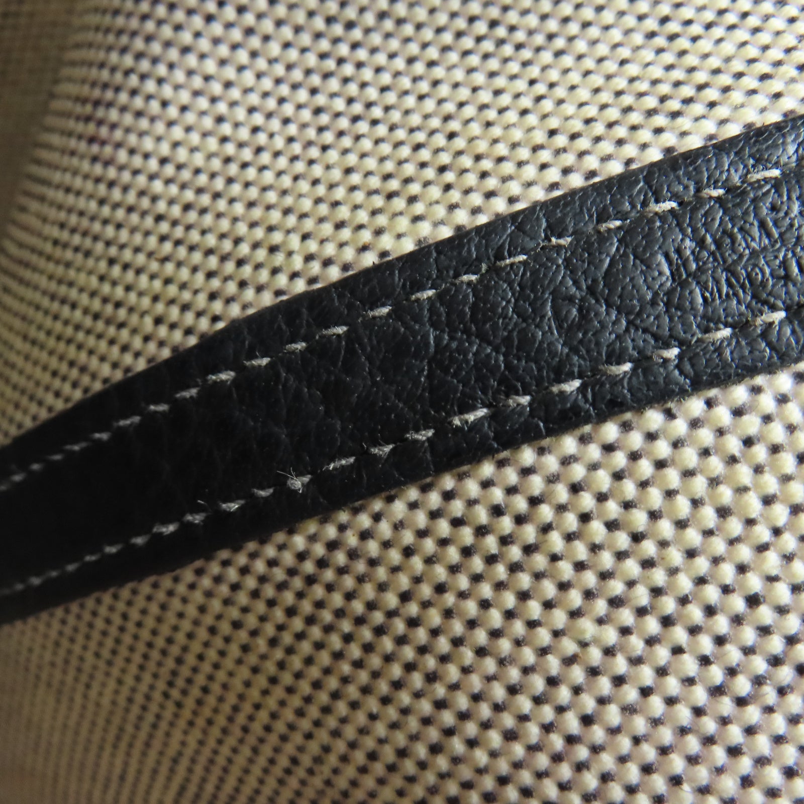 HERMES 帆布GardenParty PM银扣手挽袋米色/黑色