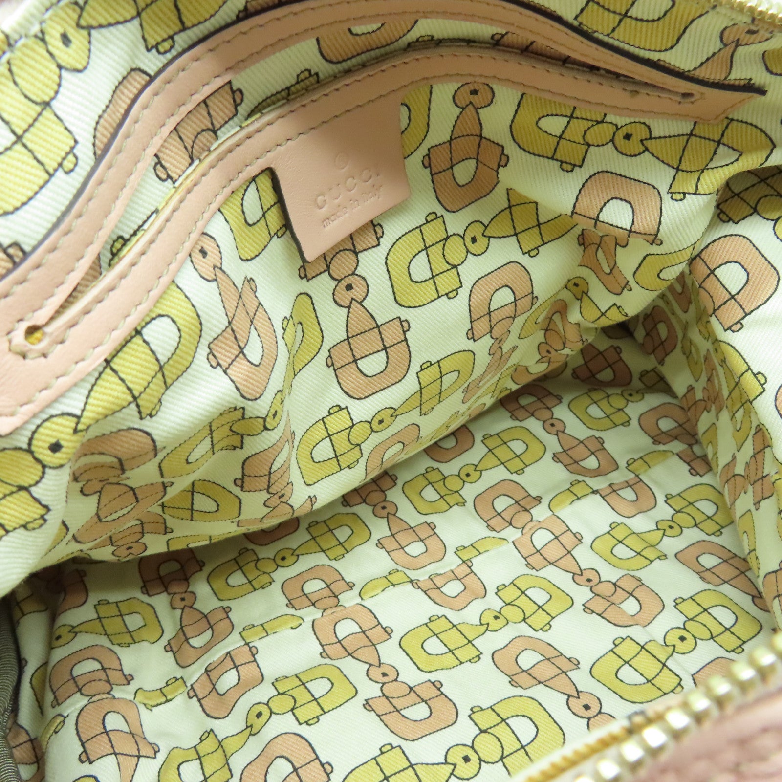 GUCCI Cowhide Leather Hand Bag Gold Buckle Hand Bag Pink