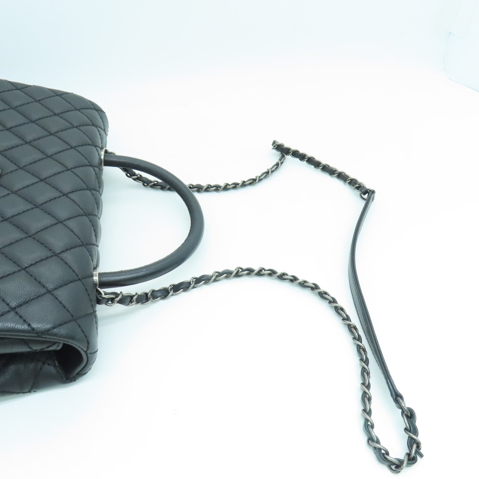 CHANEL 菱格牛皮皮革Coco Handle 2 Way Chain Shoulder链带肩背袋黑色