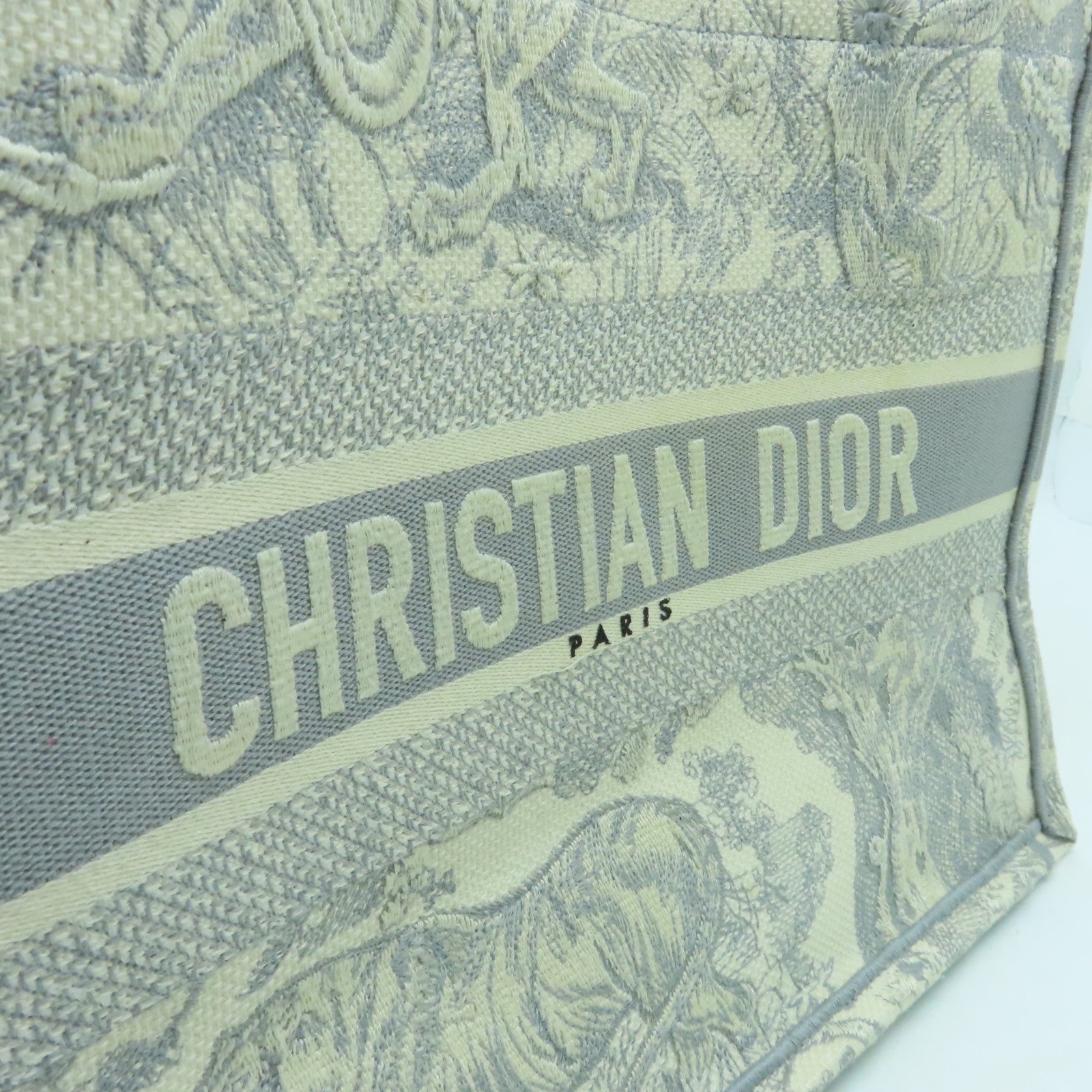 Dior 【激減優惠】帆布Medium Book Tote手挽袋白色/灰色