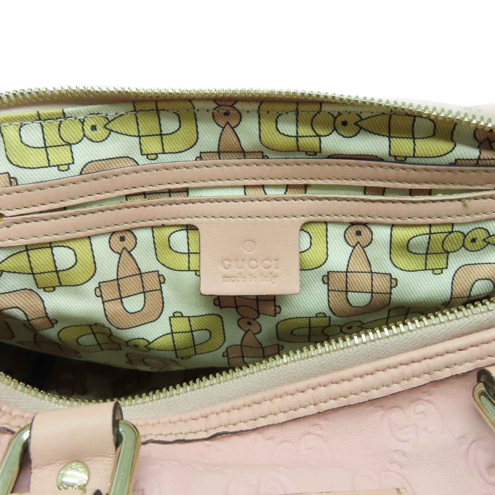 GUCCI Cowhide Leather Hand Bag Gold Buckle Hand Bag Pink