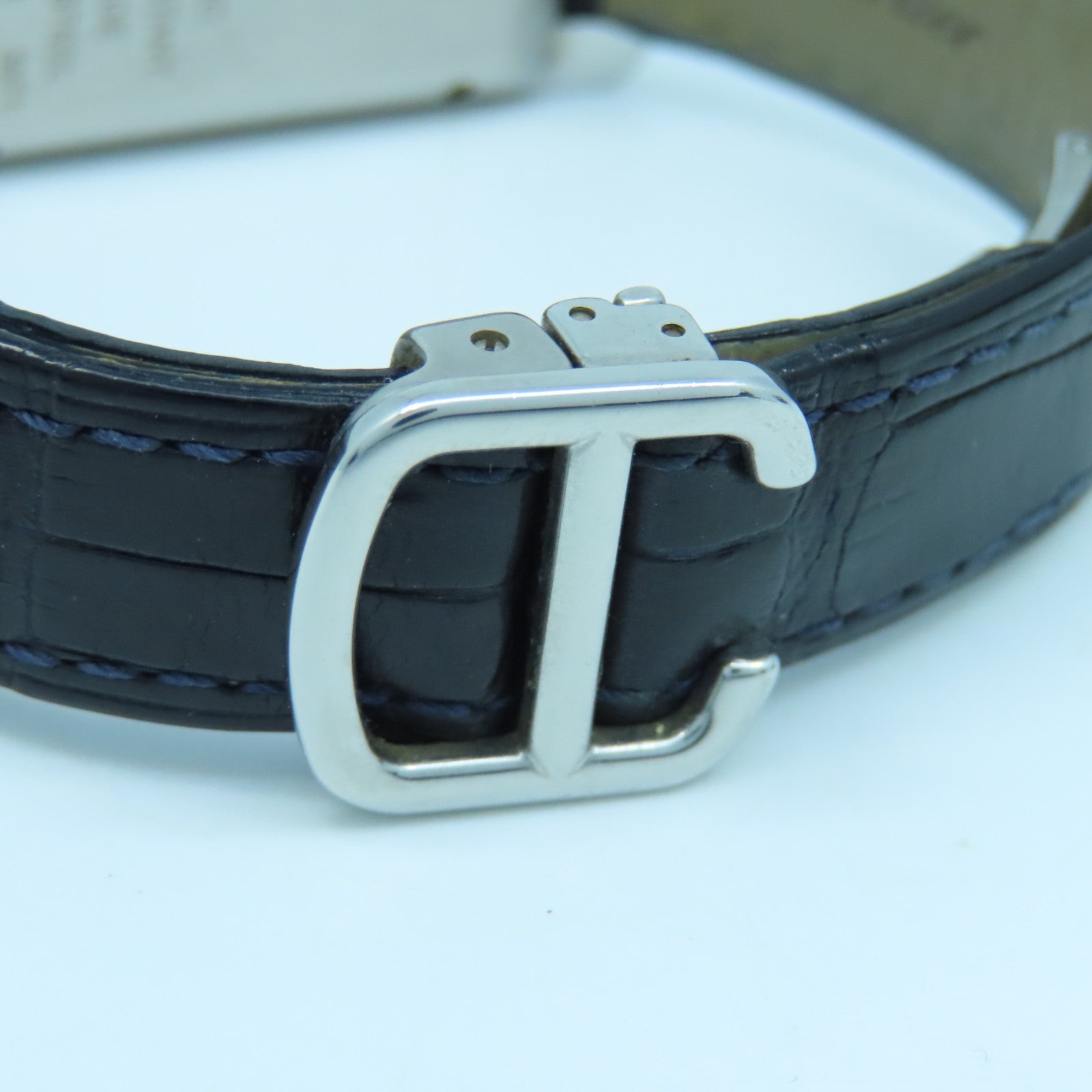 CARTIER Tank American不锈钢/皮革带手表自动机芯黑色