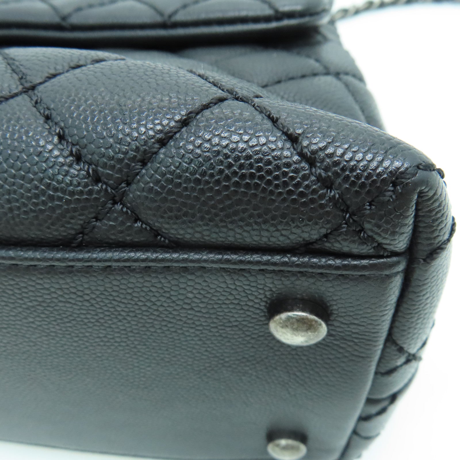 CHANEL 菱格牛皮皮革Coco Handle 2 Way Chain Shoulder链带肩背袋黑色