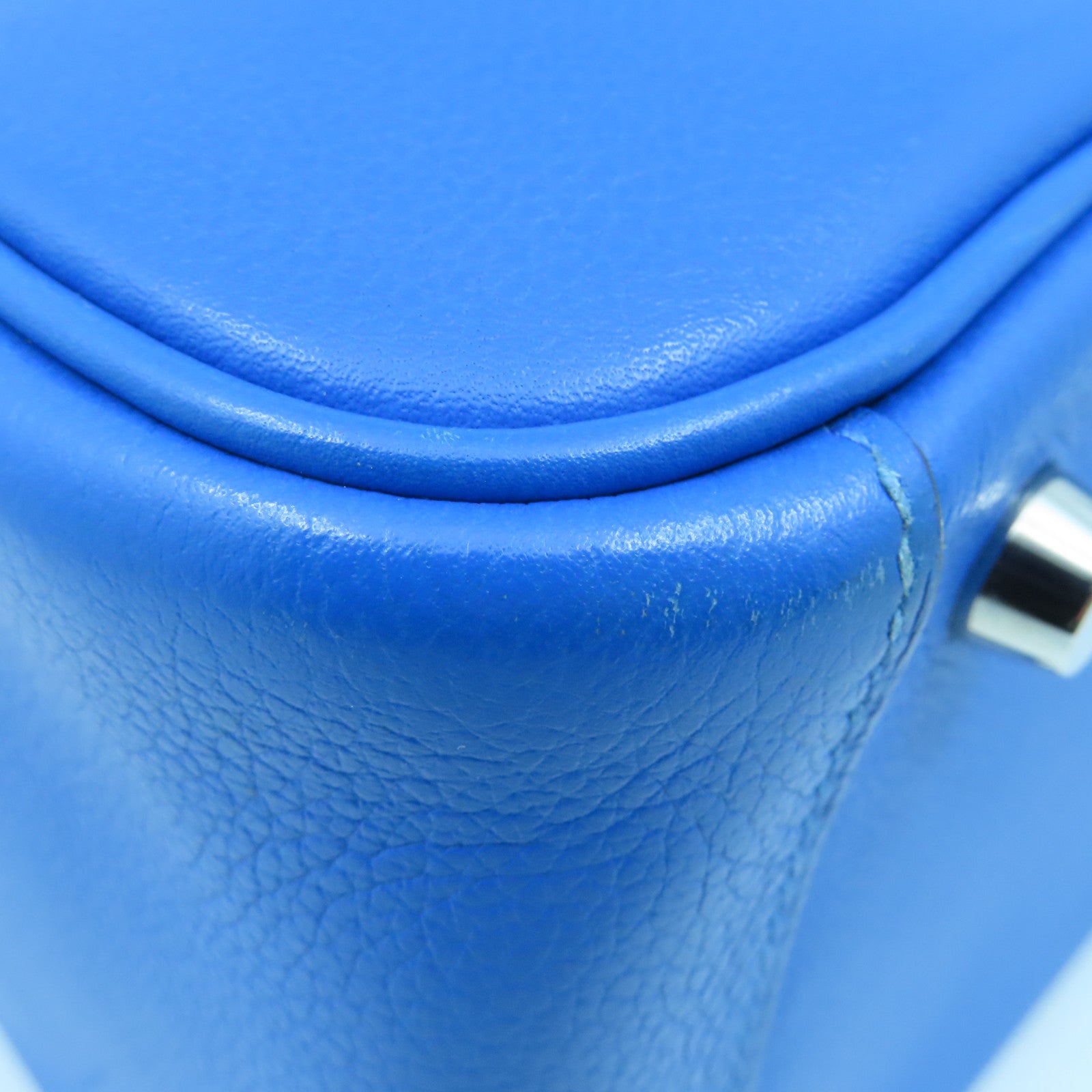 HERMES Evercolor皮革Lindy 26银扣手挽肩背两用袋Bleu Hydra蓝色