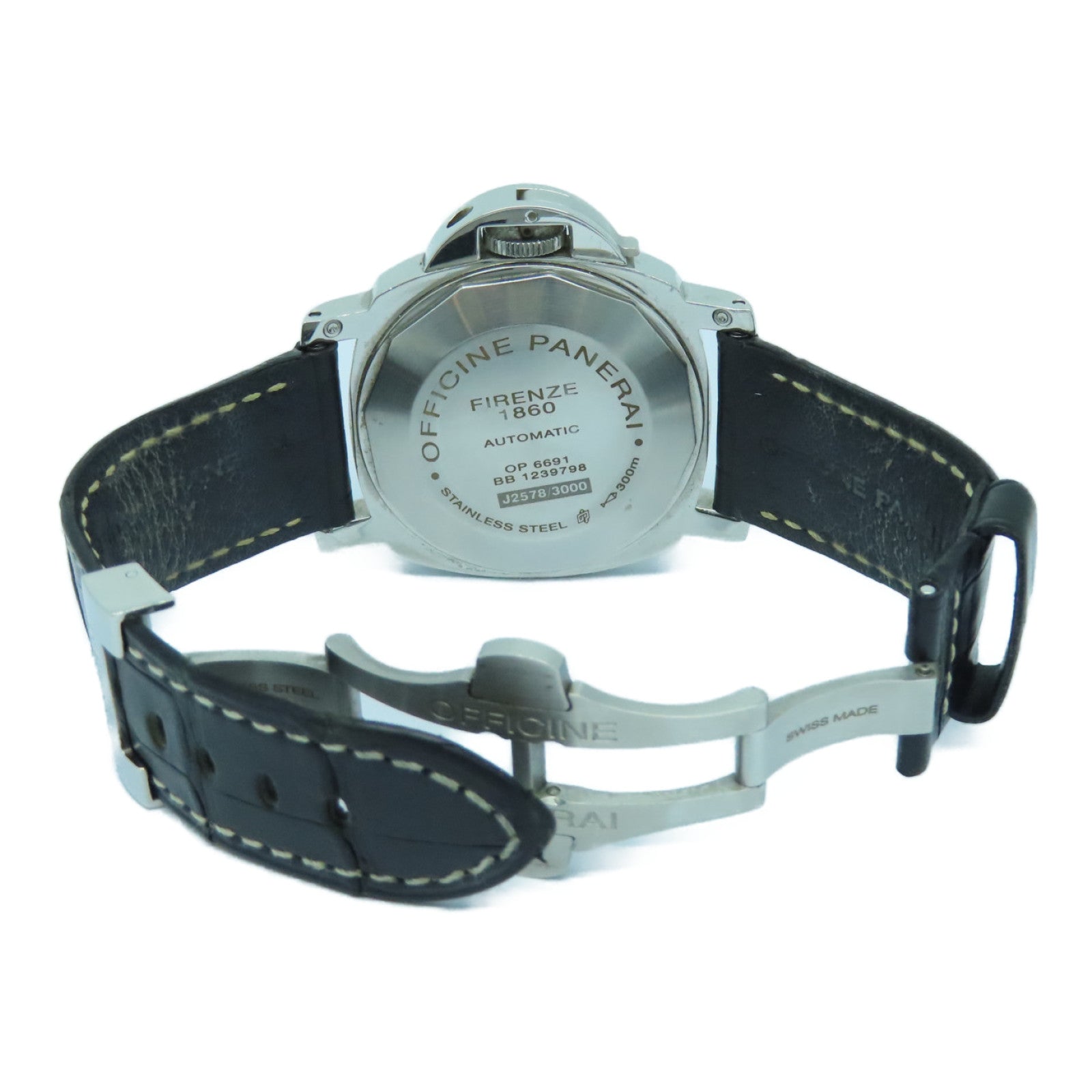 PANERAI Luminor GMT不锈钢/皮革手表自动机芯黒色