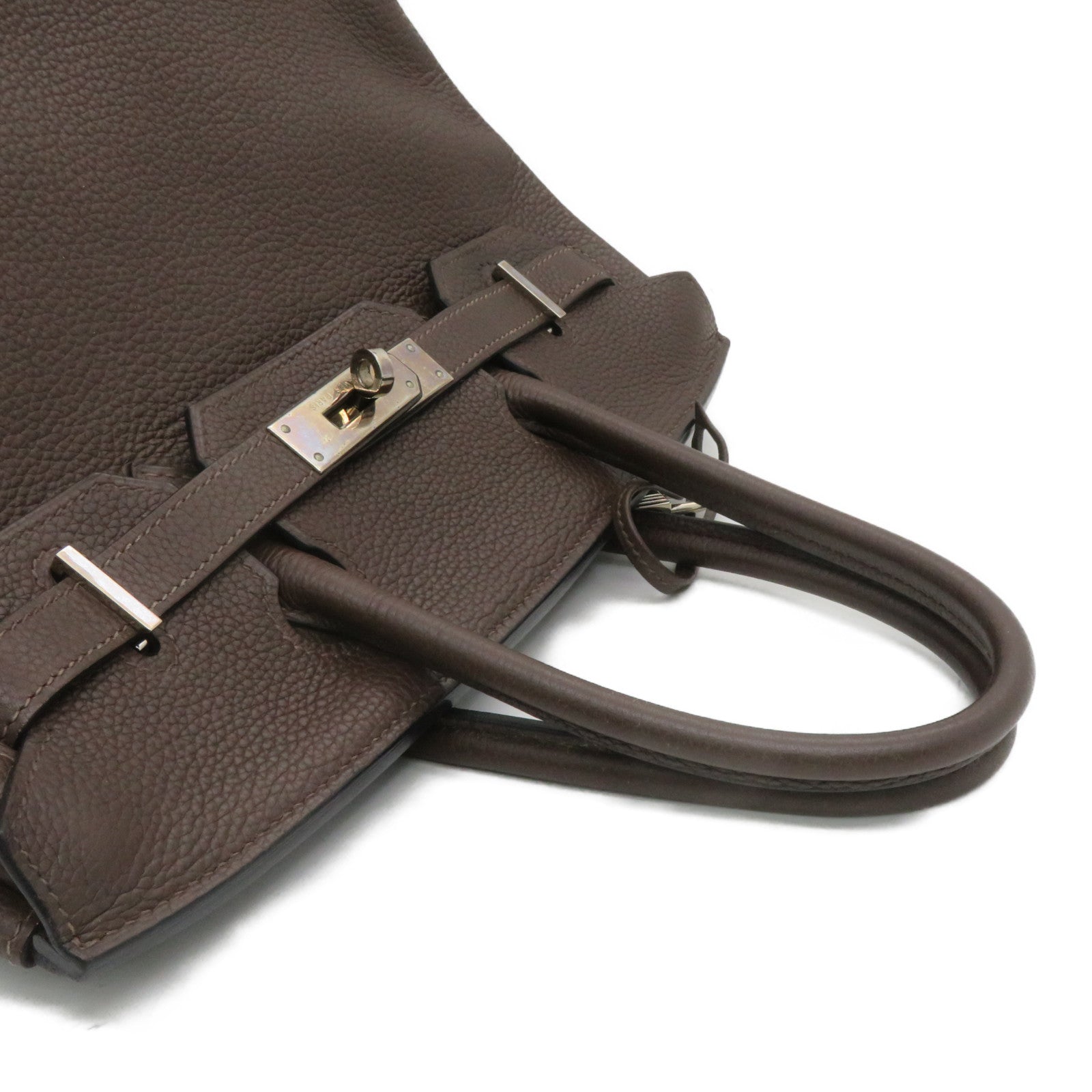 HERMES [Sharp Discount] Togo Leather Birkin 30 Silver Buckle Hand Bag Chocolate Brown