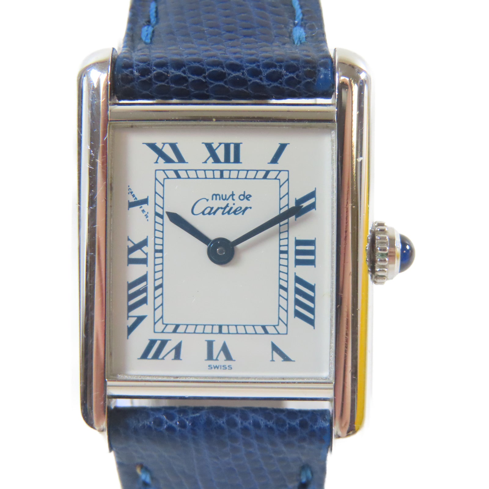 CARTIER 不鏽鋼/皮革Cartier Must De皮帶手錶白色#14.5cm