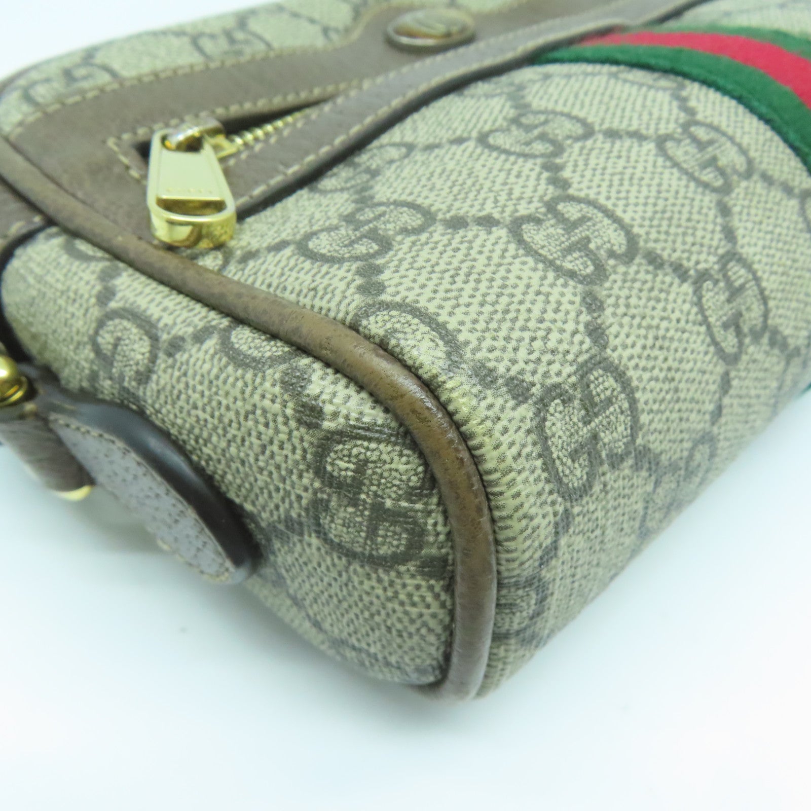 GUCCI 塗層帆布Shoulder Bag金扣肩背袋啡色