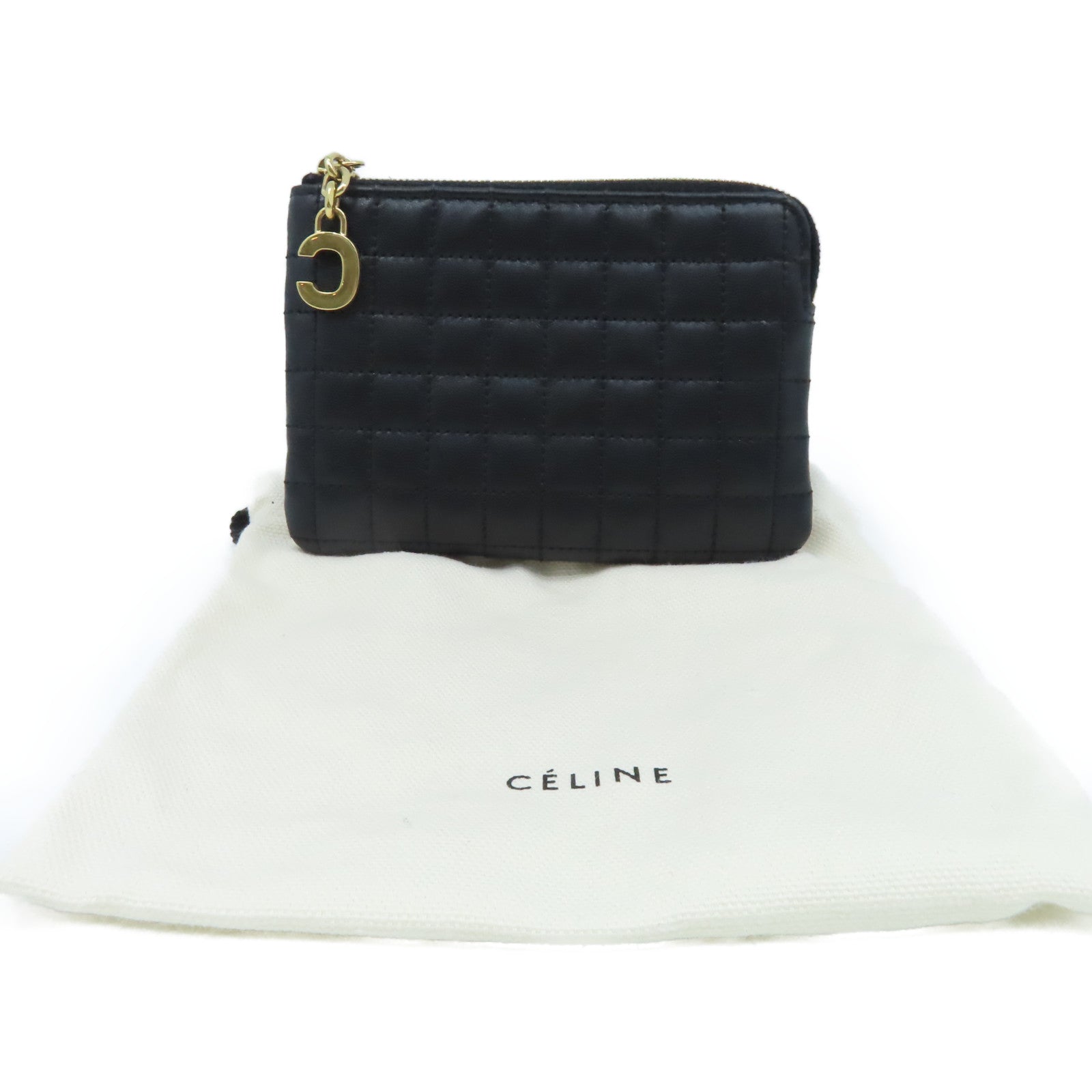 CELINE 牛皮皮革Card Case/Coin Case金扣卡片套/零錢包黑色