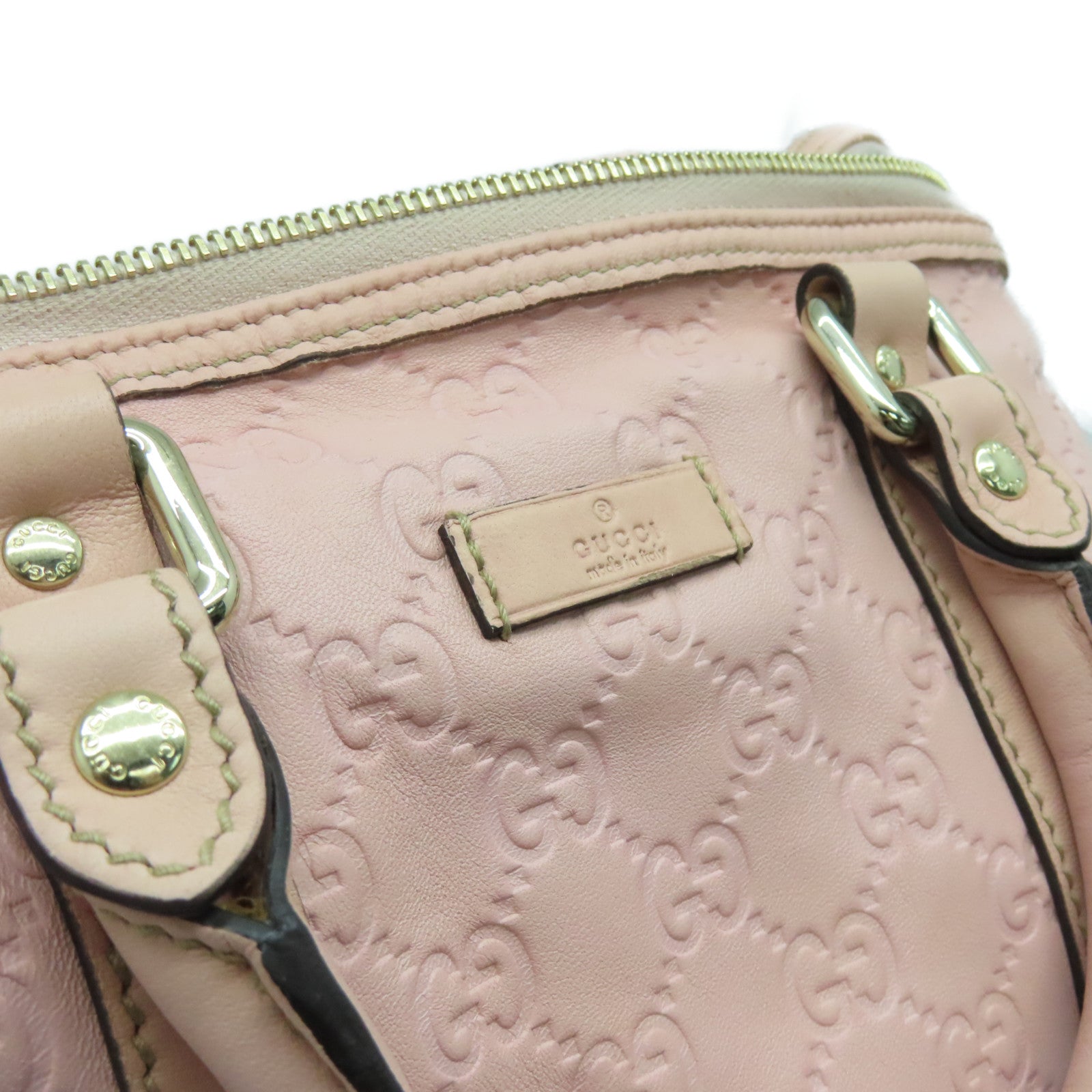 GUCCI Cowhide Leather Hand Bag Gold Buckle Hand Bag Pink