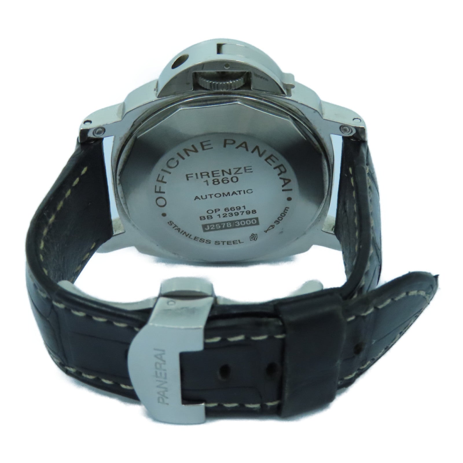 PANERAI Luminor GMT不锈钢/皮革手表自动机芯黒色