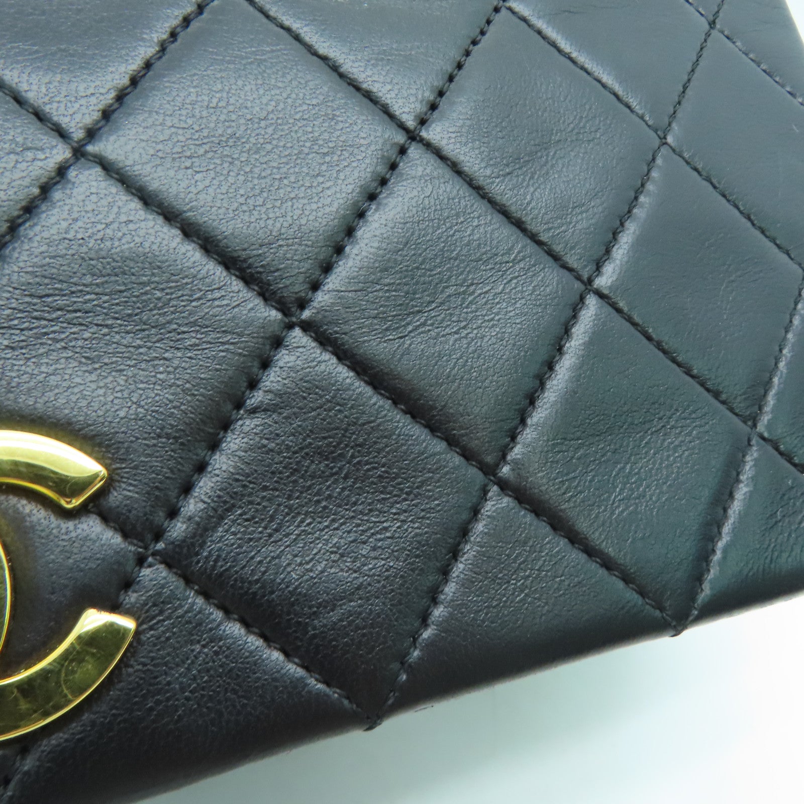CHANEL 菱格羊皮皮革Chain Shoulder金扣鏈帶肩背袋黑色