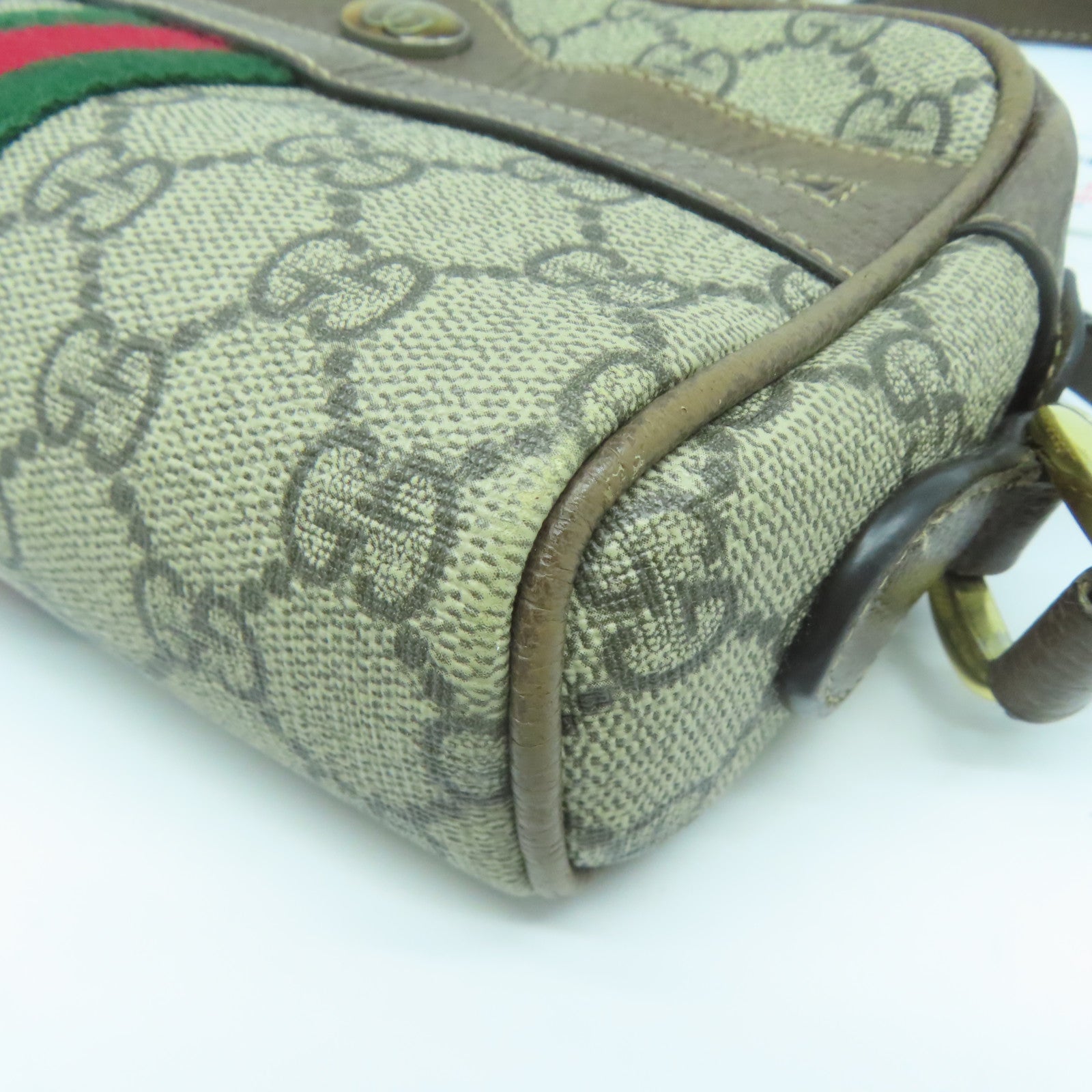 GUCCI 塗層帆布Shoulder Bag金扣肩背袋啡色