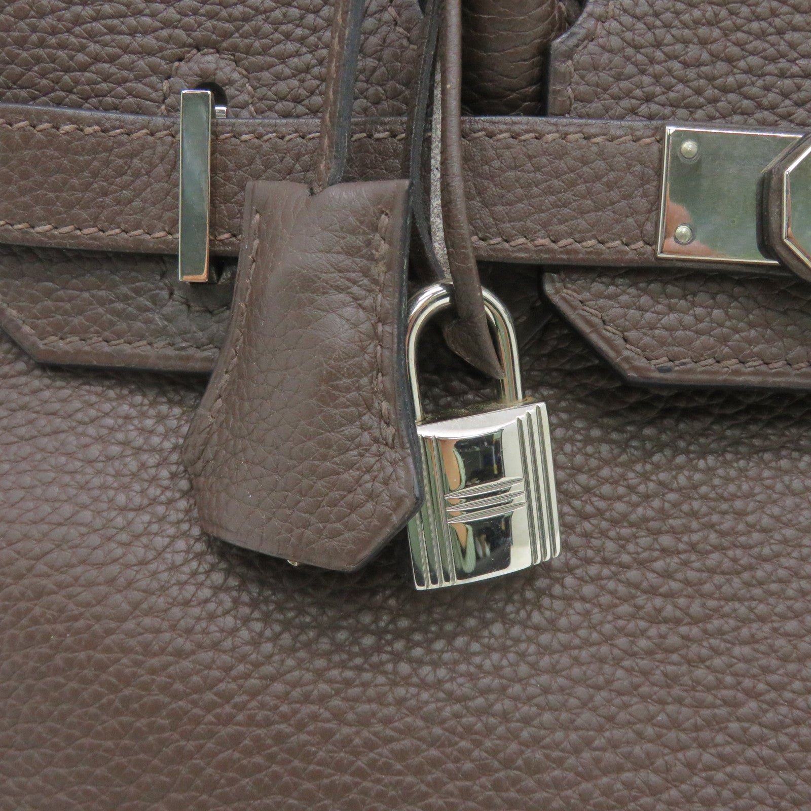 HERMES [Sharp Discount] Togo Leather Birkin 30 Silver Buckle Hand Bag Chocolate Brown