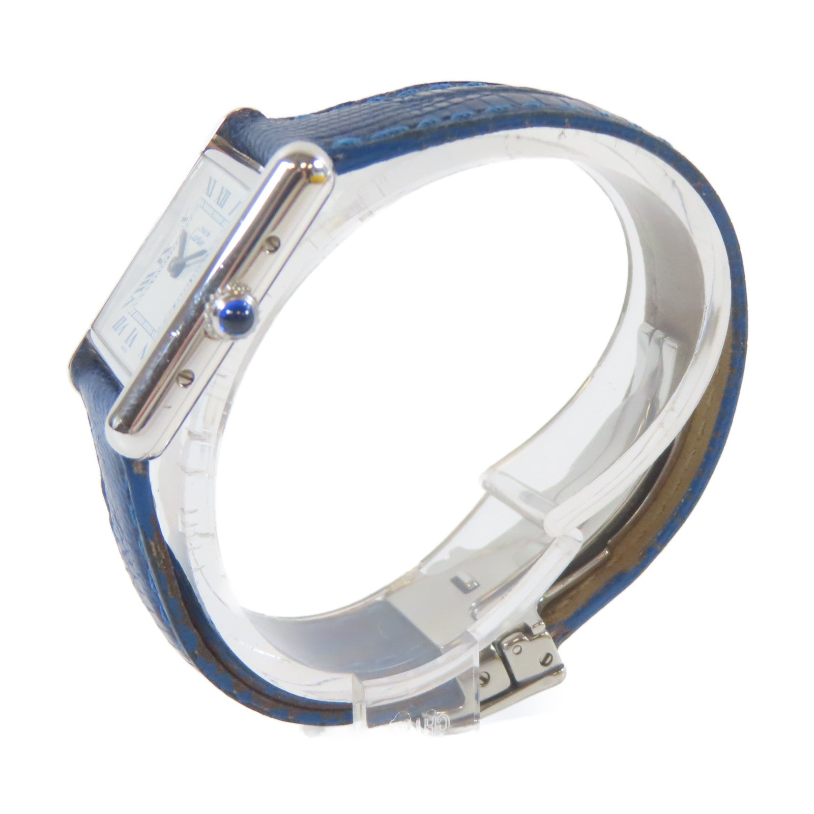 CARTIER 不鏽鋼/皮革Cartier Must De皮帶手錶白色#14.5cm