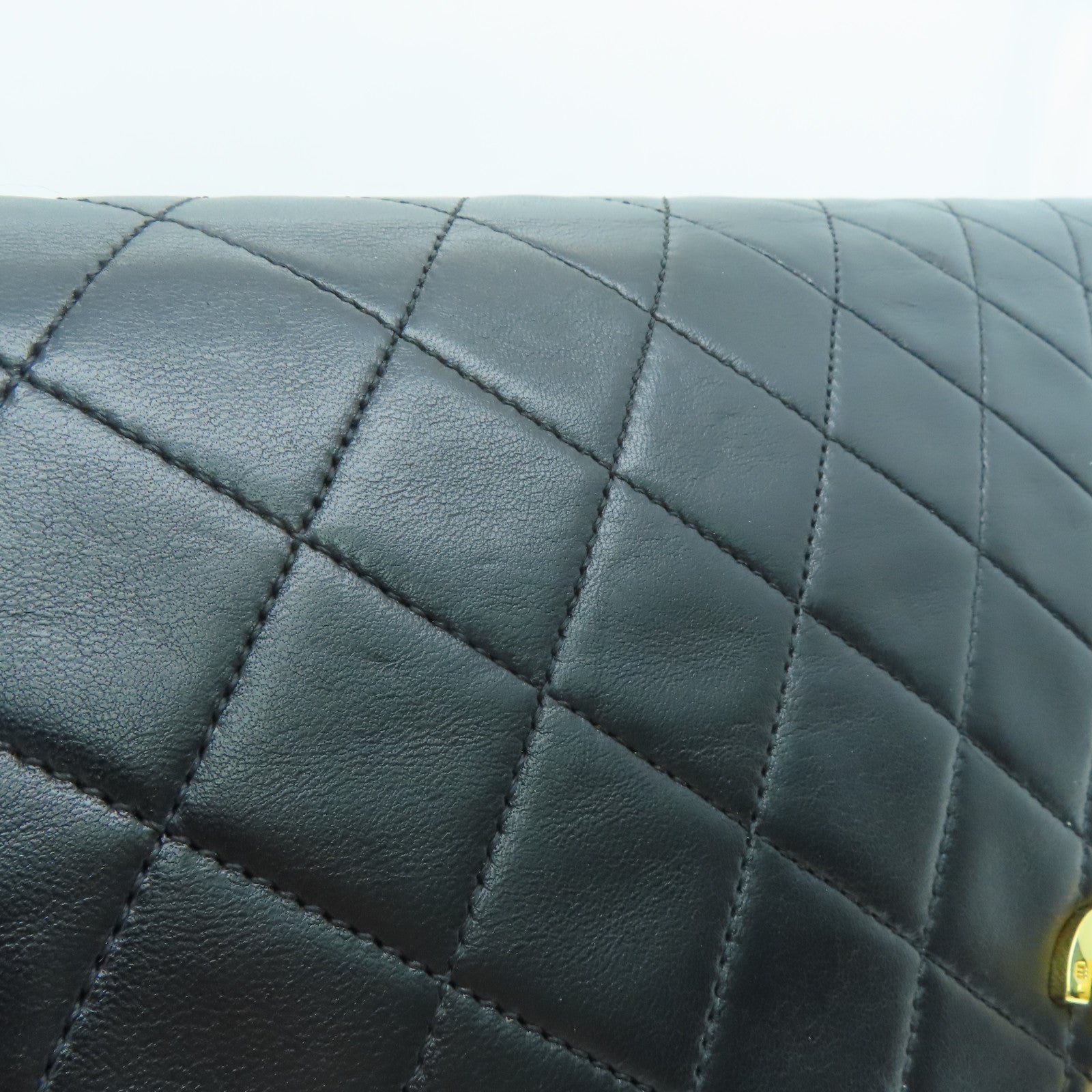 CHANEL 菱格羊皮皮革Chain Shoulder金扣鏈帶肩背袋黑色