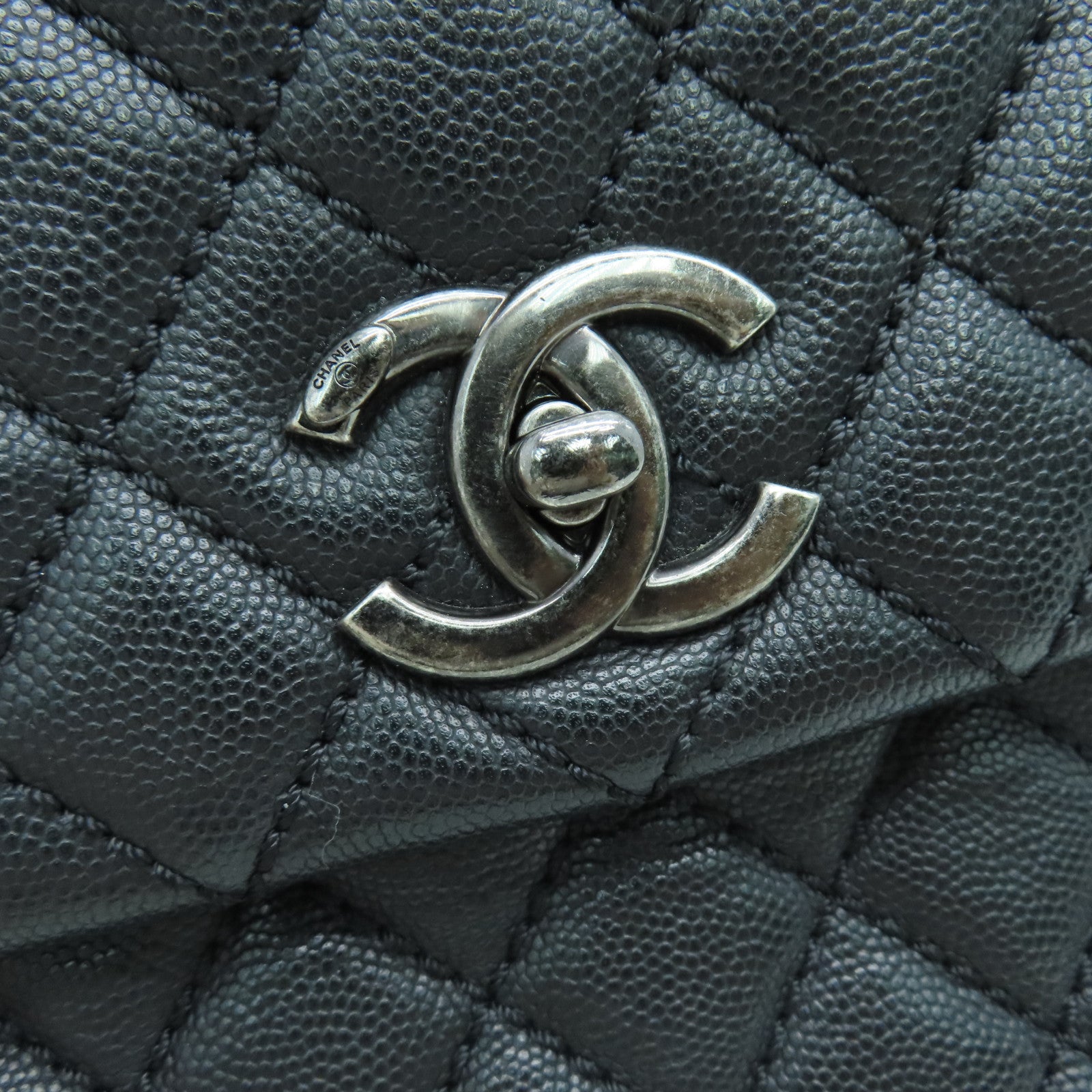 CHANEL 菱格牛皮皮革Coco Handle 2 Way Chain Shoulder链带肩背袋黑色